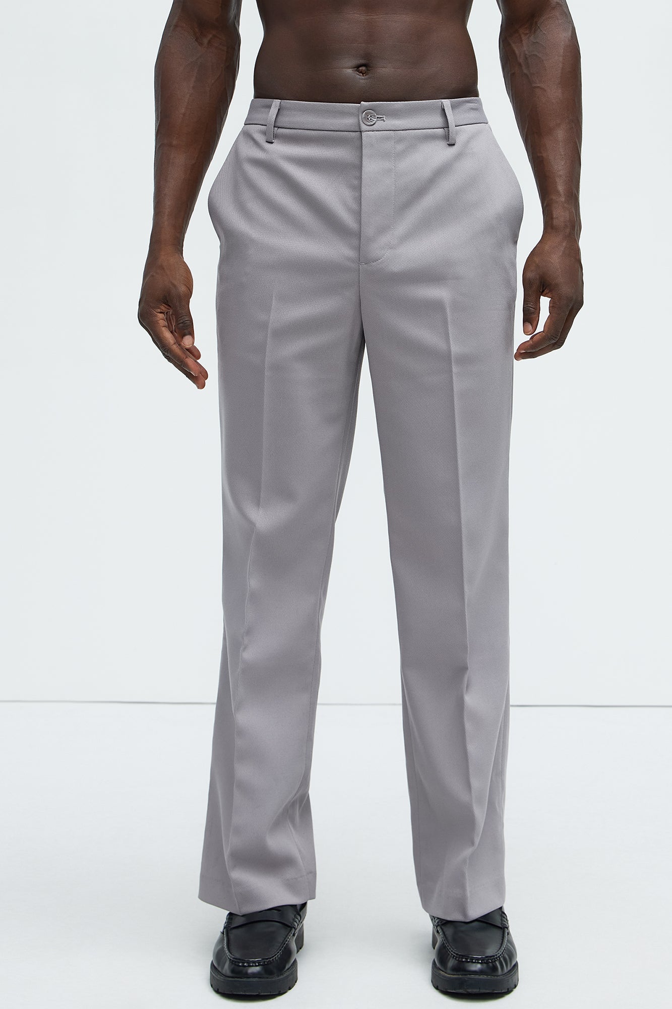 Kevin Twill Textured Straight Trousers - Grey - Image 4