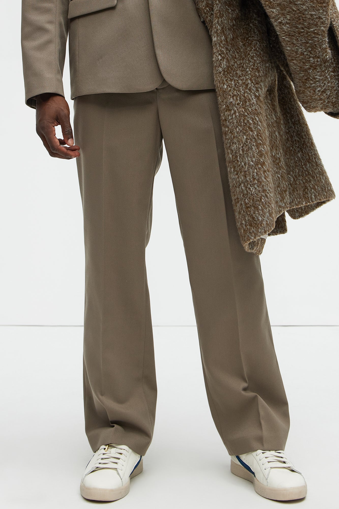 Kevin Twill Textured Straight Trousers - Brown - Image 3