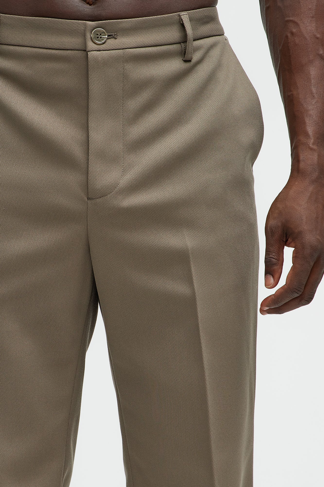 Kevin Twill Textured Straight Trousers - Brown - Image 4