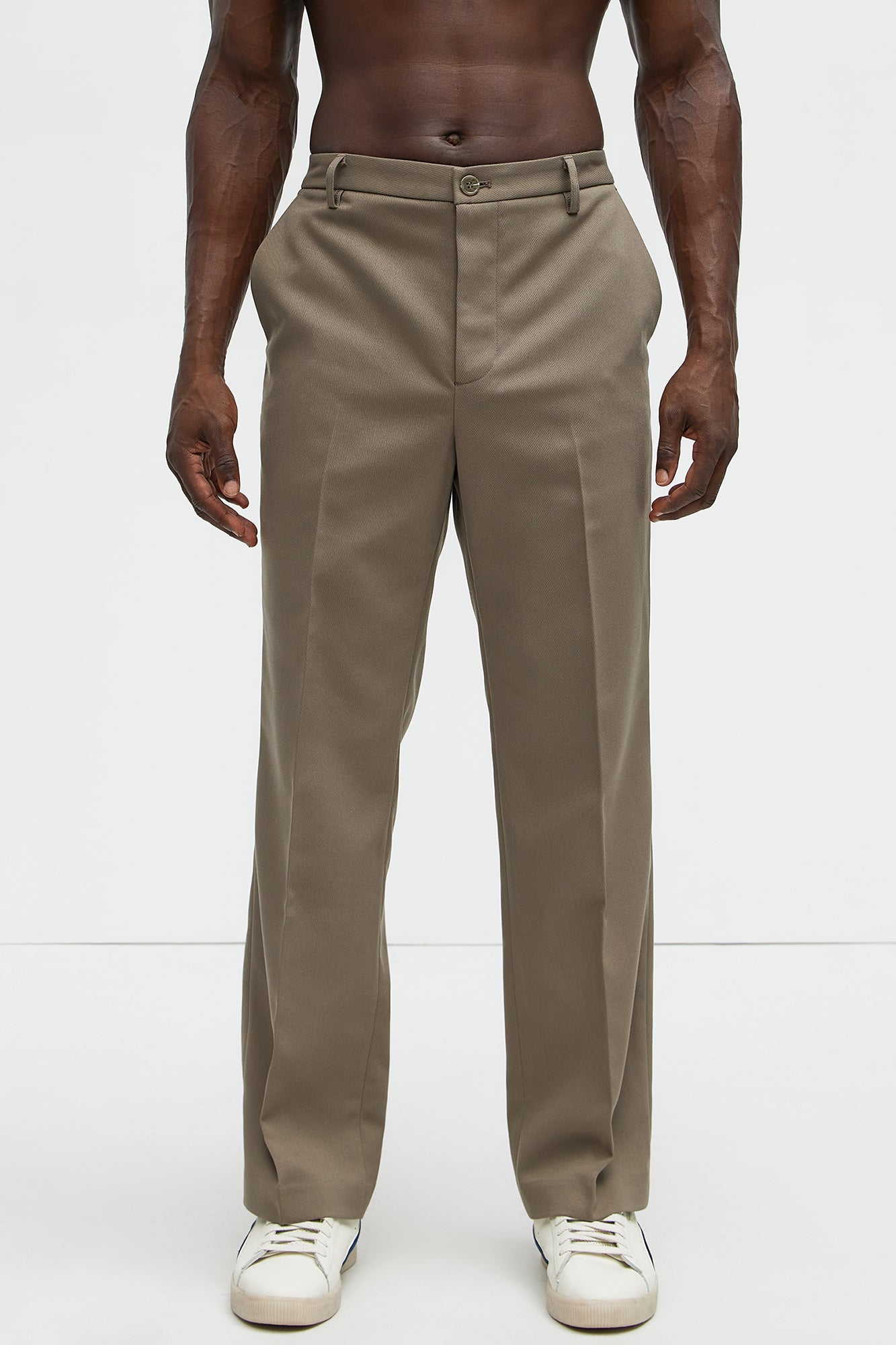 Kevin Twill Textured Straight Trousers - Brown - Image 5