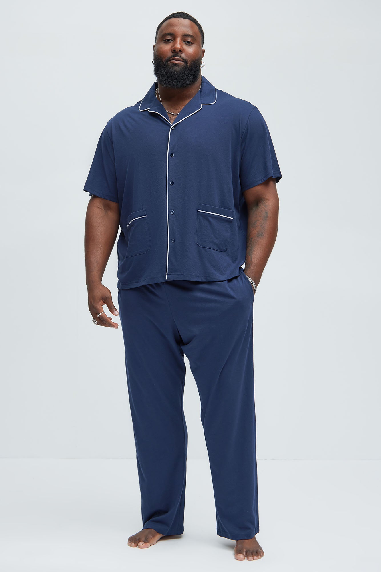 Modern Relaxed Pajama Short Sleeve - Navy - Image 6