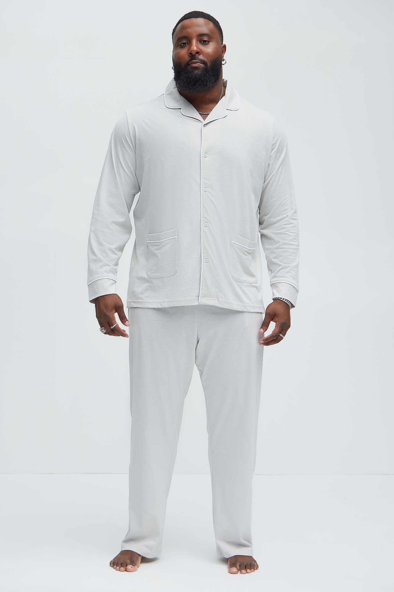 Modern Relaxed Pajama Long Sleeve - Grey - Image 6