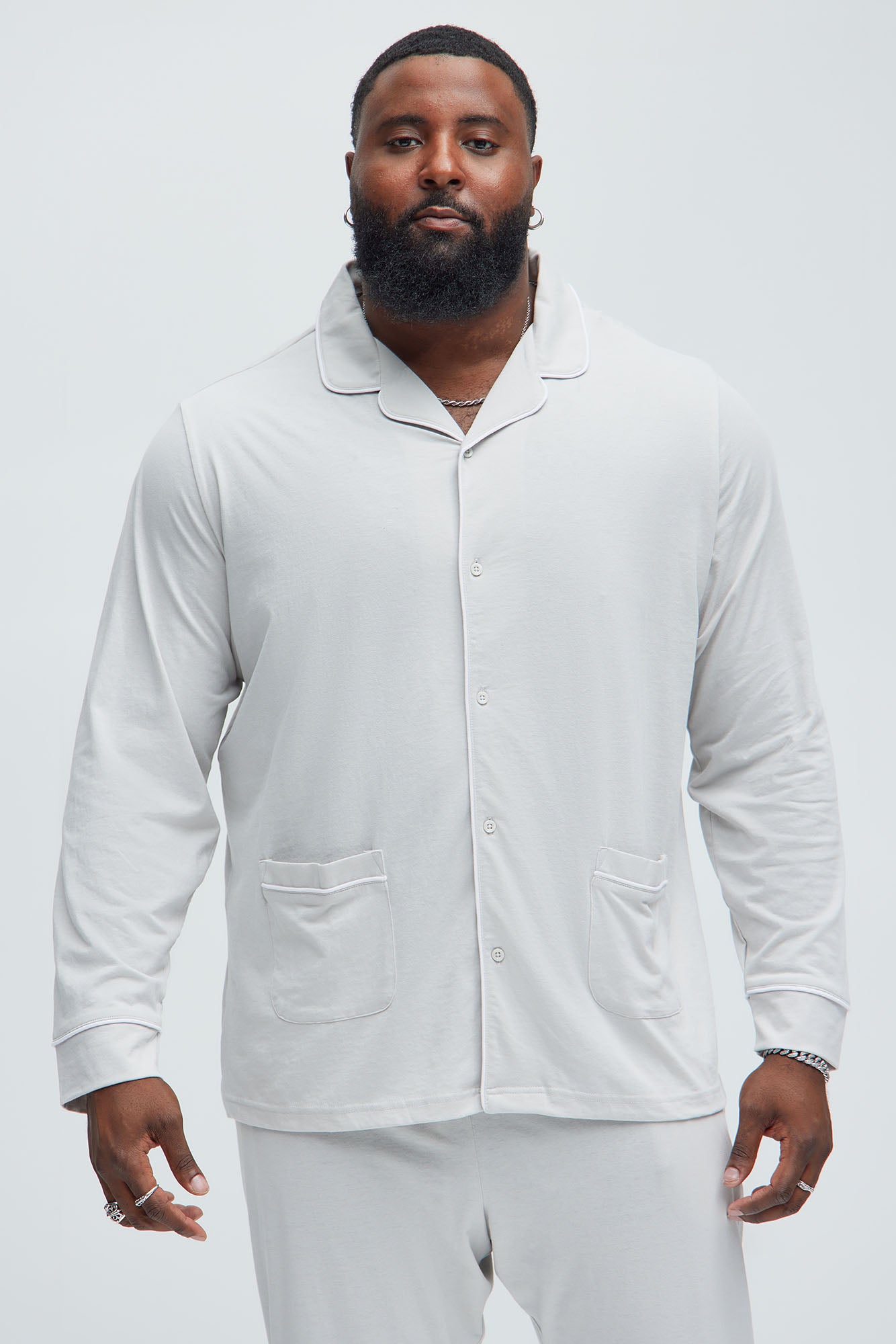 Modern Relaxed Pajama Long Sleeve - Grey - Image 5