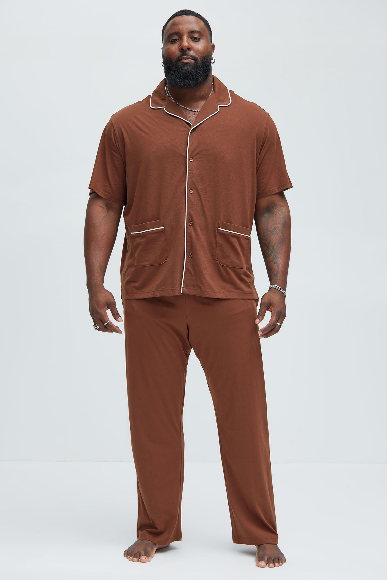 Modern Relaxed Pajama Short Sleeve - Brown - Image 6