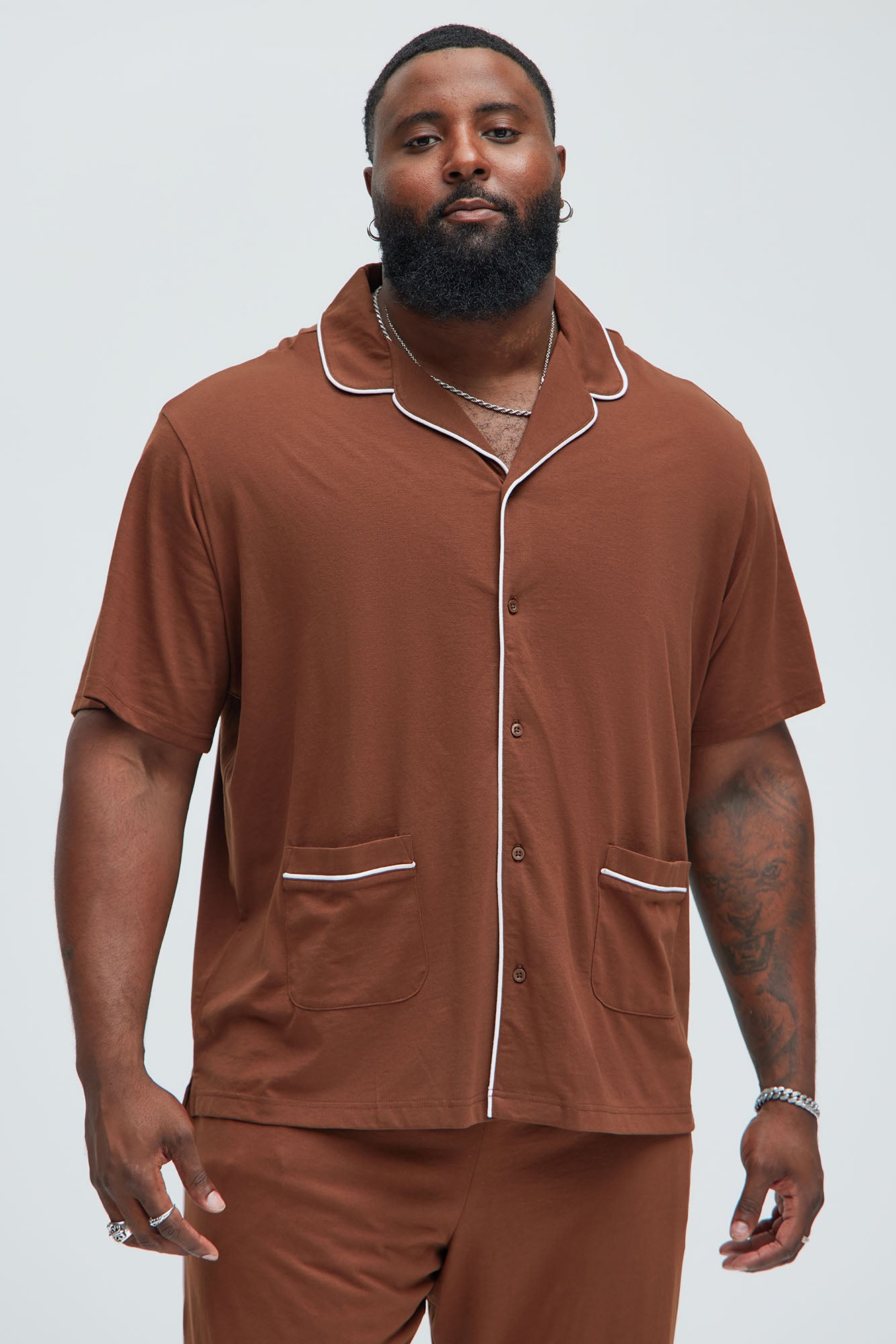 Modern Relaxed Pajama Short Sleeve - Brown - Image 5
