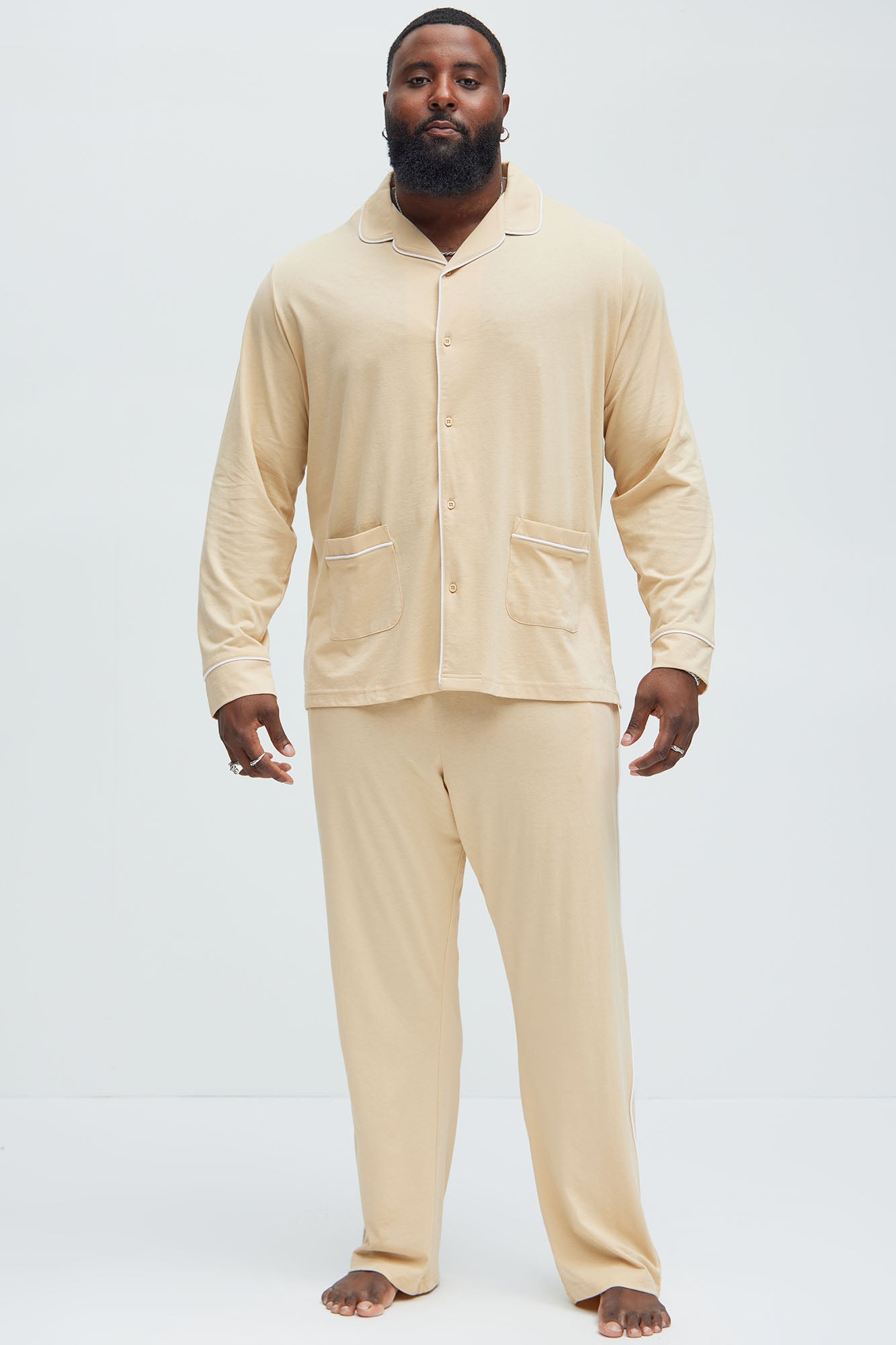 Modern Relaxed Pajama Long Sleeve - Khaki - Image 6