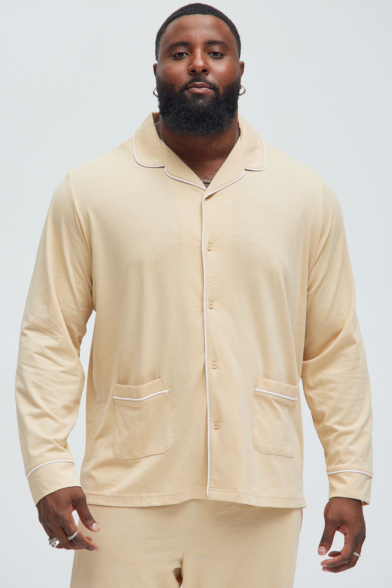 Modern Relaxed Pajama Long Sleeve - Khaki - Image 5