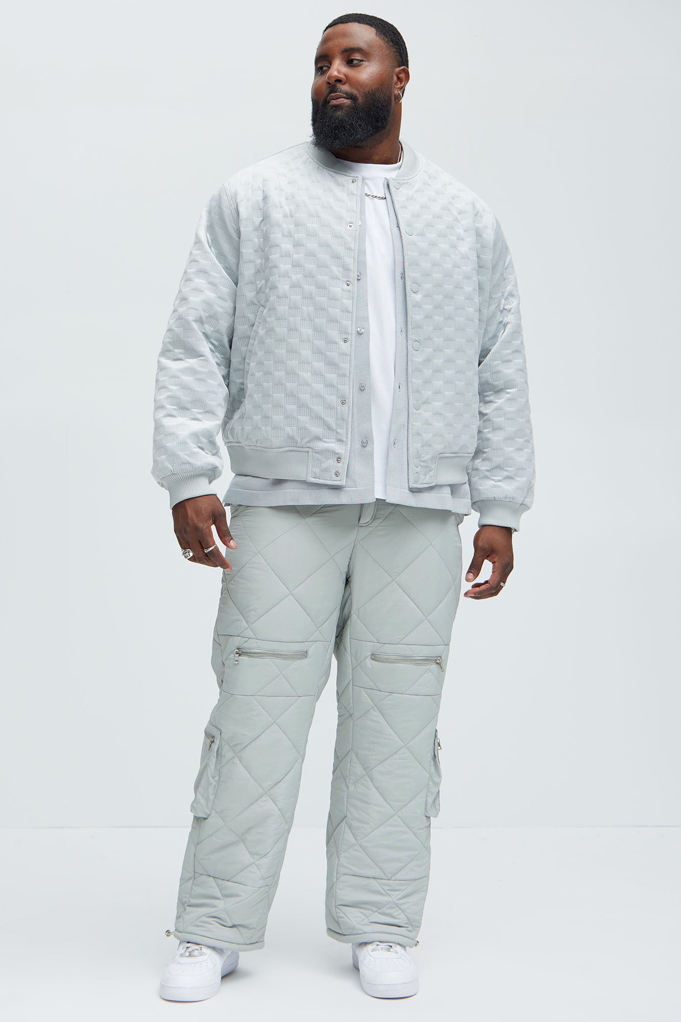 Dayton Straight Quilted Cargo Pants - Grey - Image 8