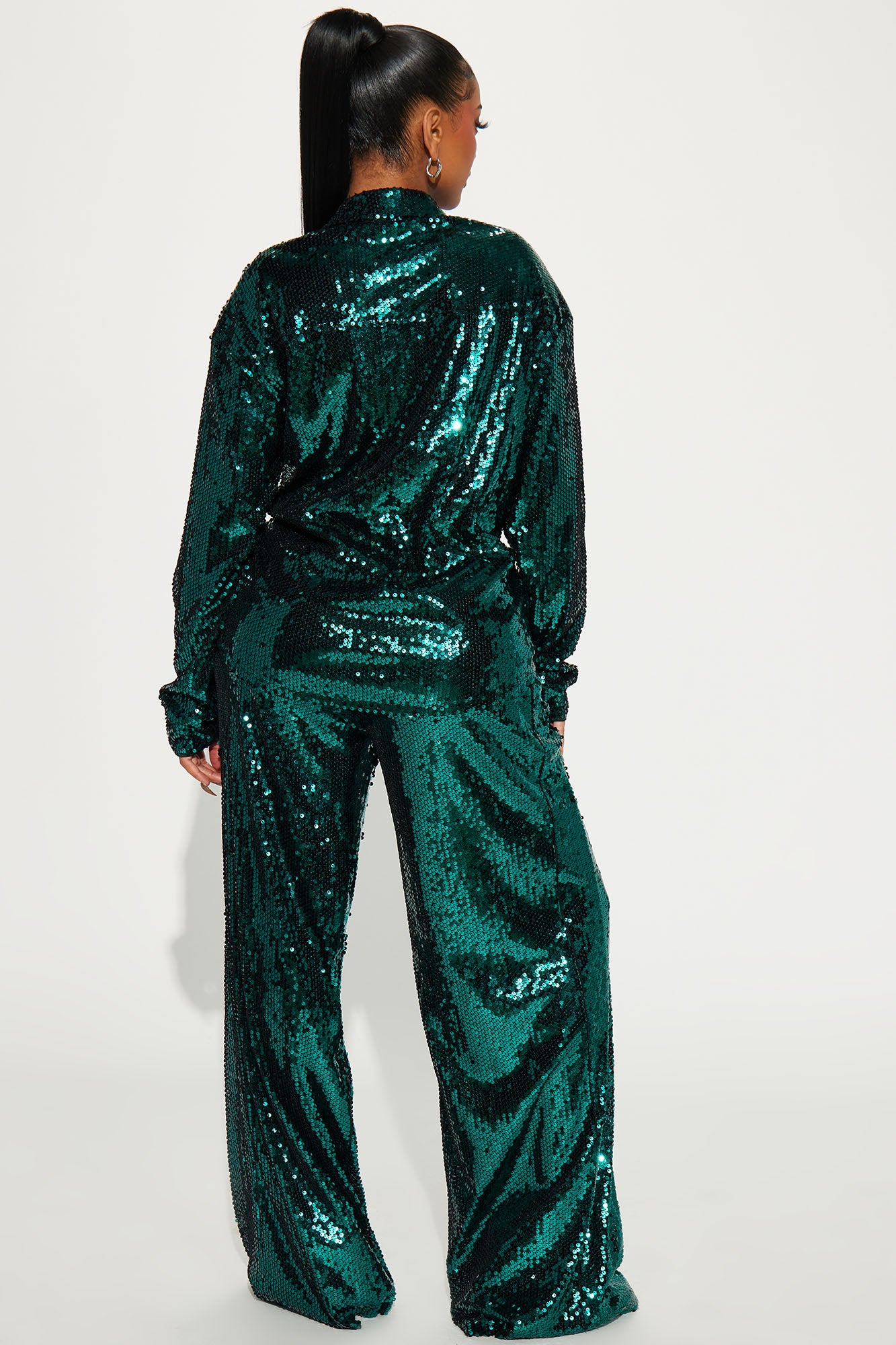 All In Sequin Pant Set - Emerald - Image 3