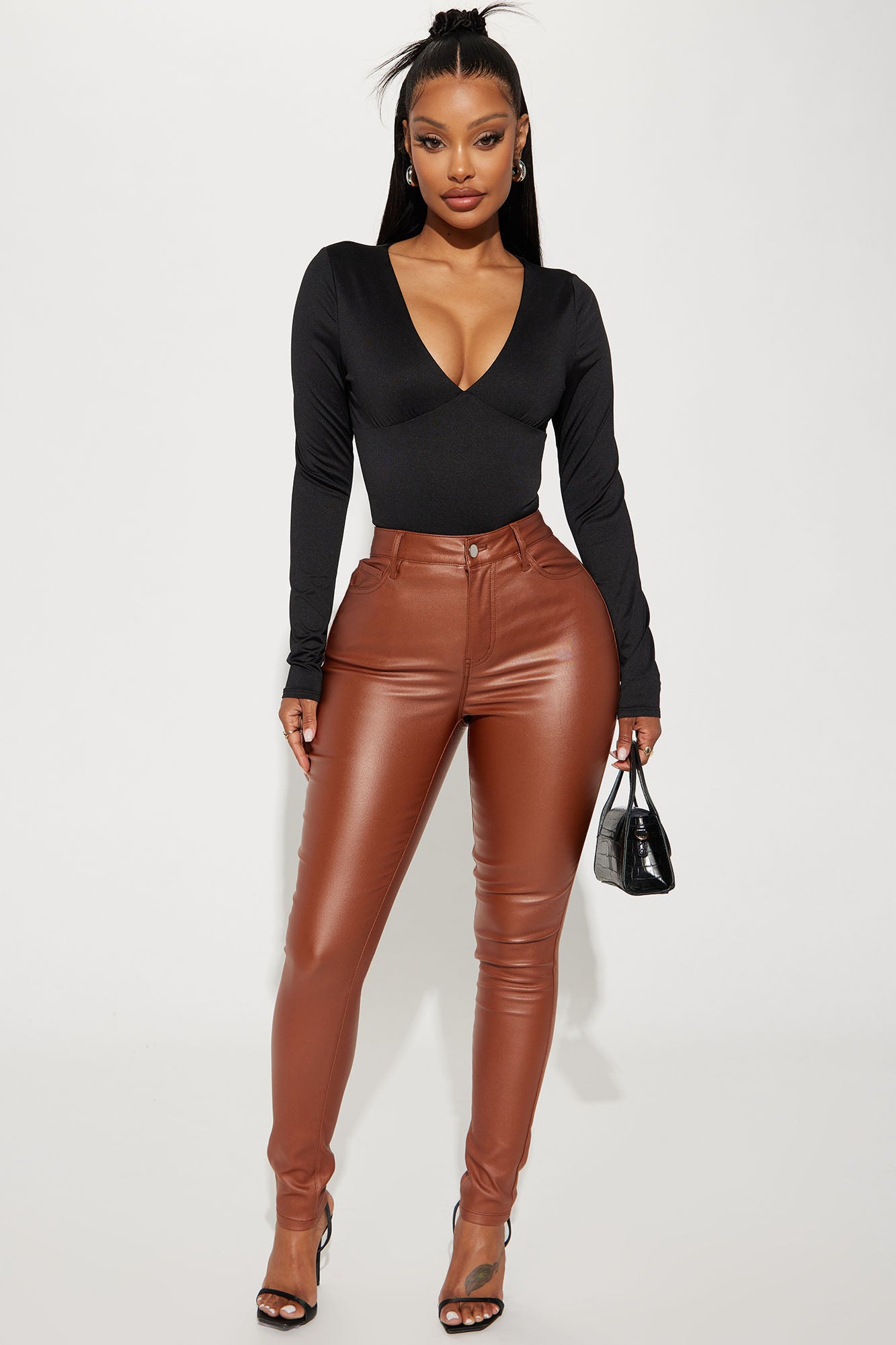 Double Dare Faux Leather Pants - Camel - Image 6