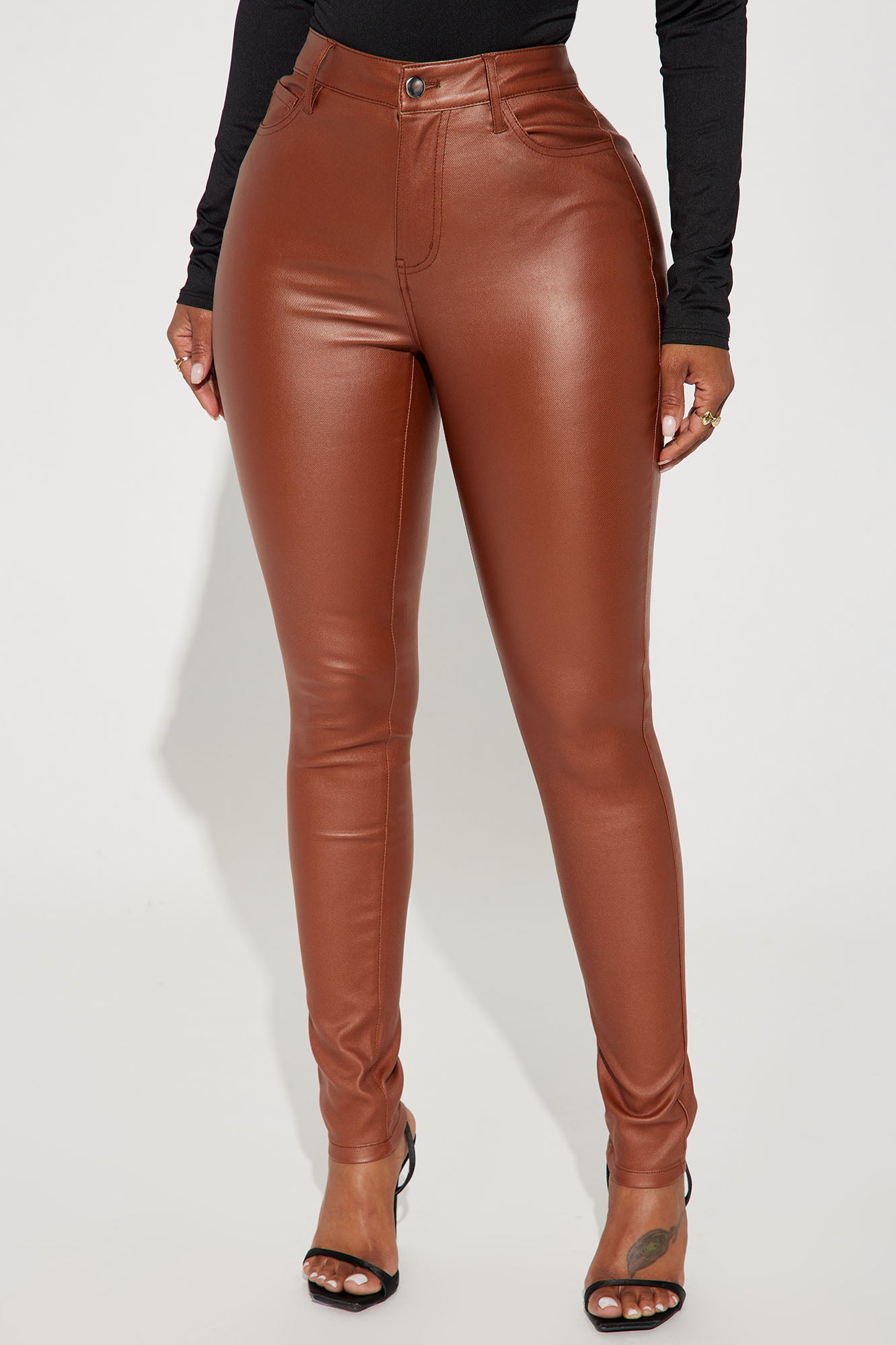 Double Dare Faux Leather Pants - Camel - Image 7