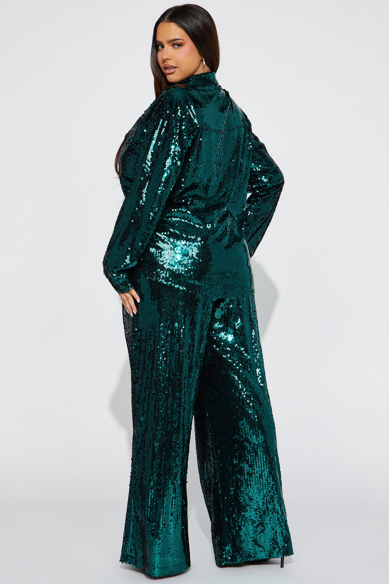 All In Sequin Pant Set - Emerald - Image 6