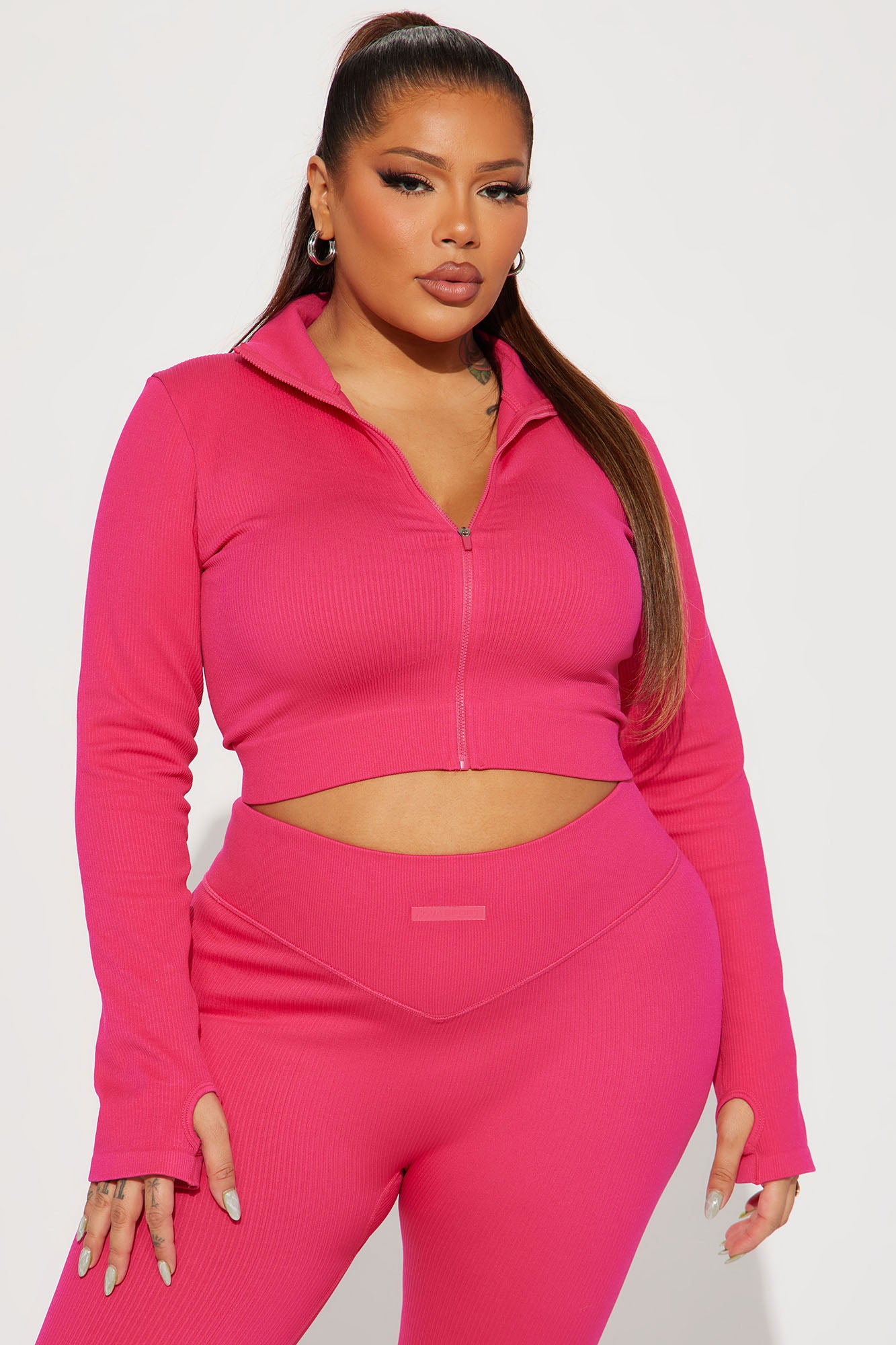 Effortless Ribbed Jacket - Fuchsia - Image 5