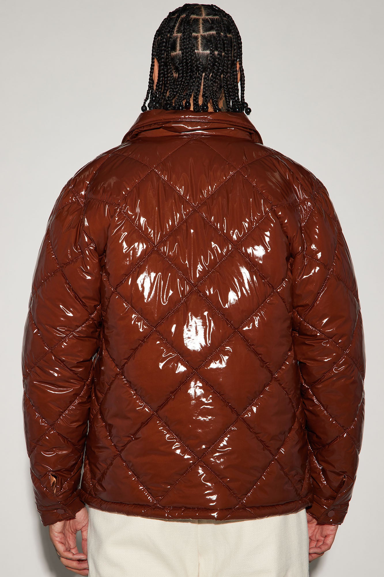 Your Diamond Quilted Puffer Jacket - Chocolate - Image 3