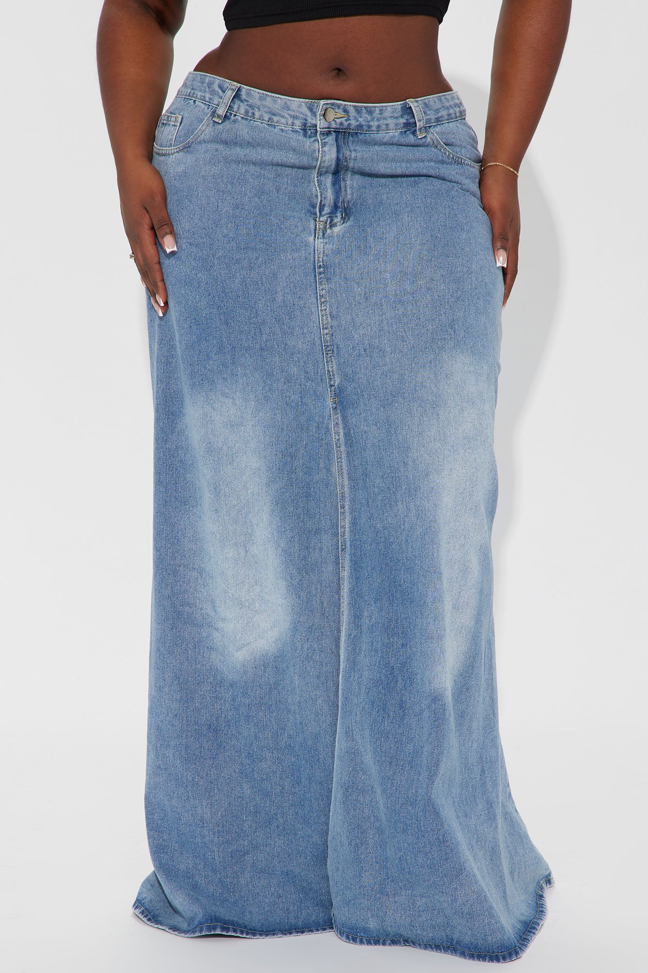Walk All Over You Denim Maxi Skirt - Medium Wash - Image 5