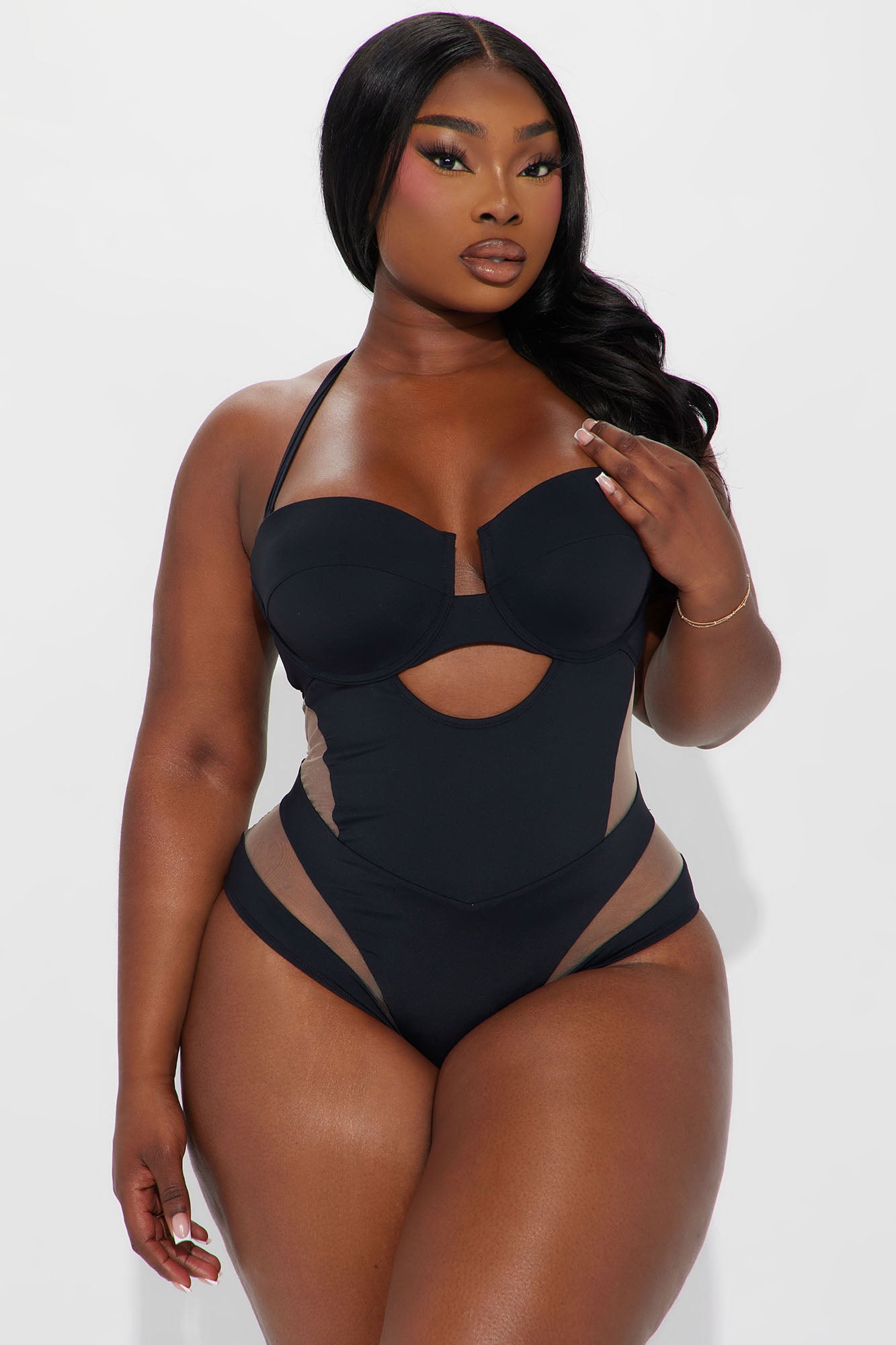 Megan Cutout 1 Piece Swimsuit - Black - Image 4