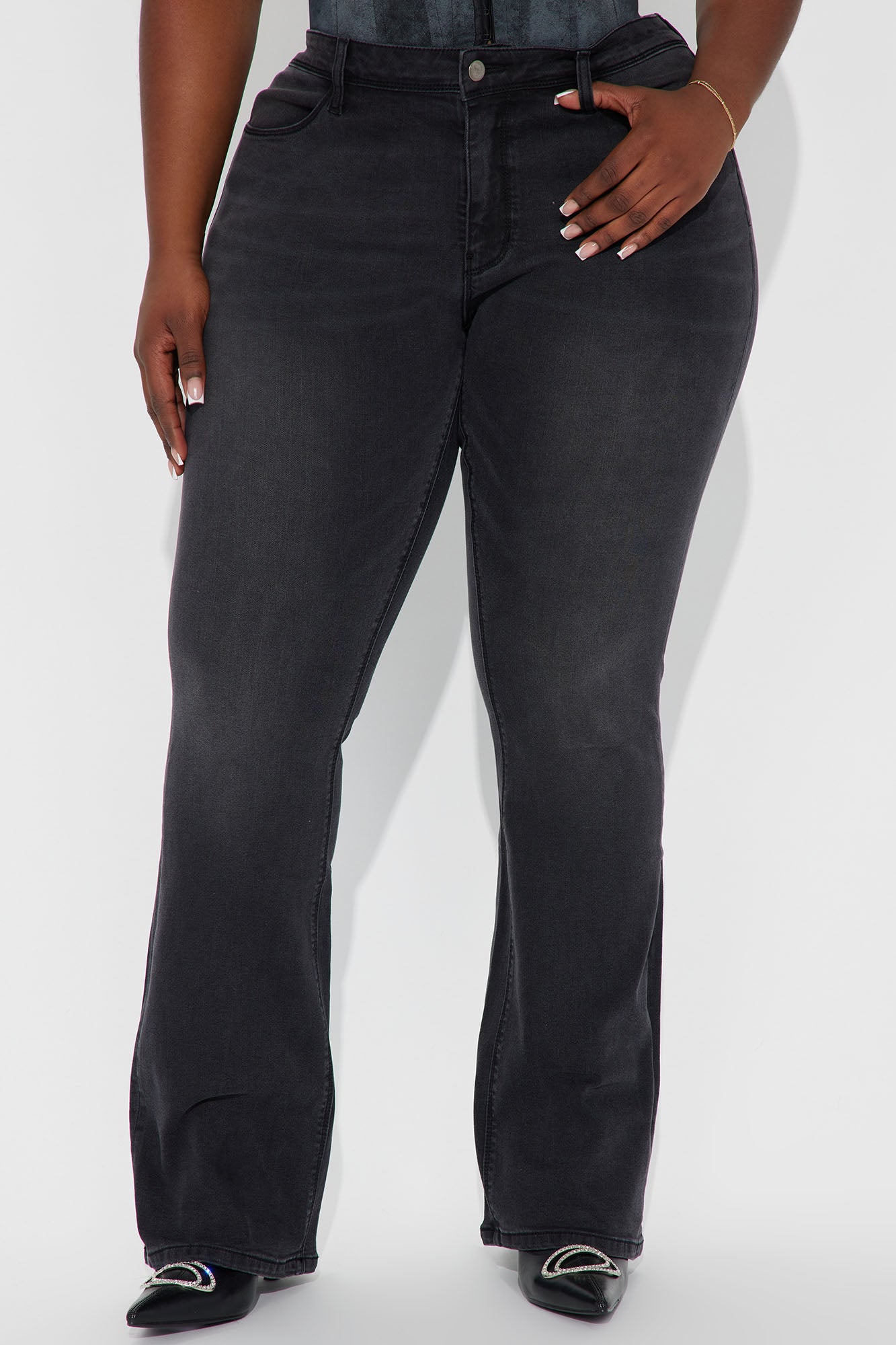 Lost Without You Soft Stretch Bootcut Jeans - Black Wash - Image 6