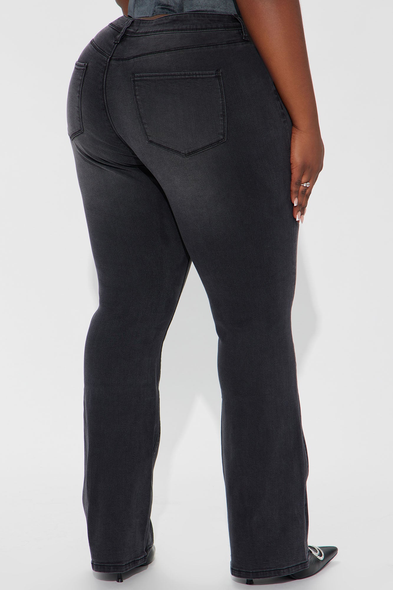 Lost Without You Soft Stretch Bootcut Jeans - Black Wash - Image 7