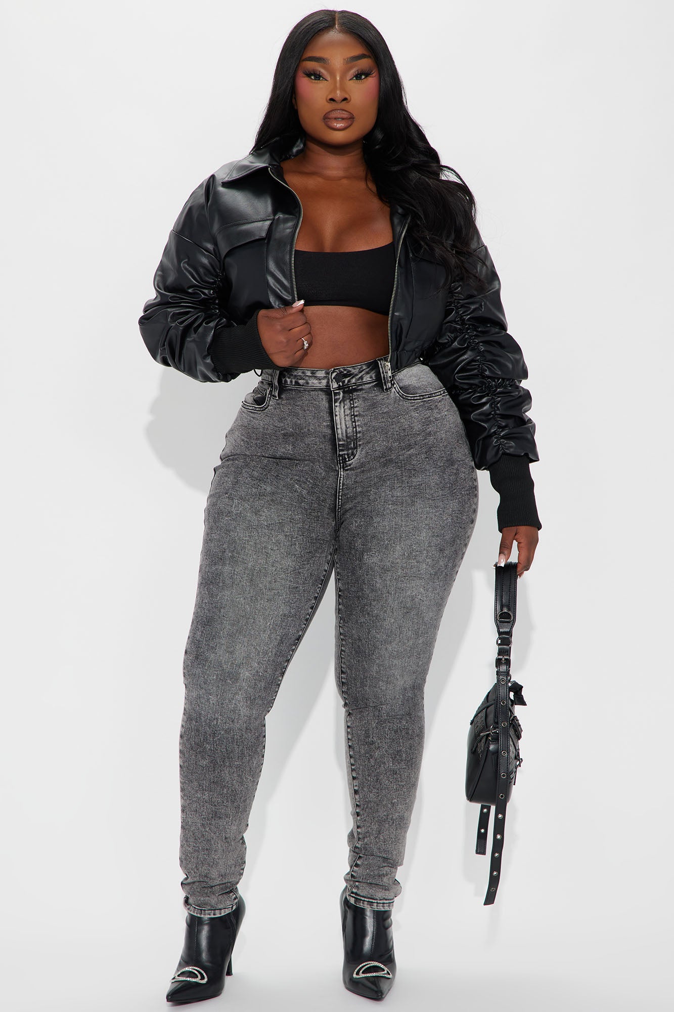 Tall It's Giving High Stretch Curvy Skinny Jeans - Acid Wash Grey - Image 4