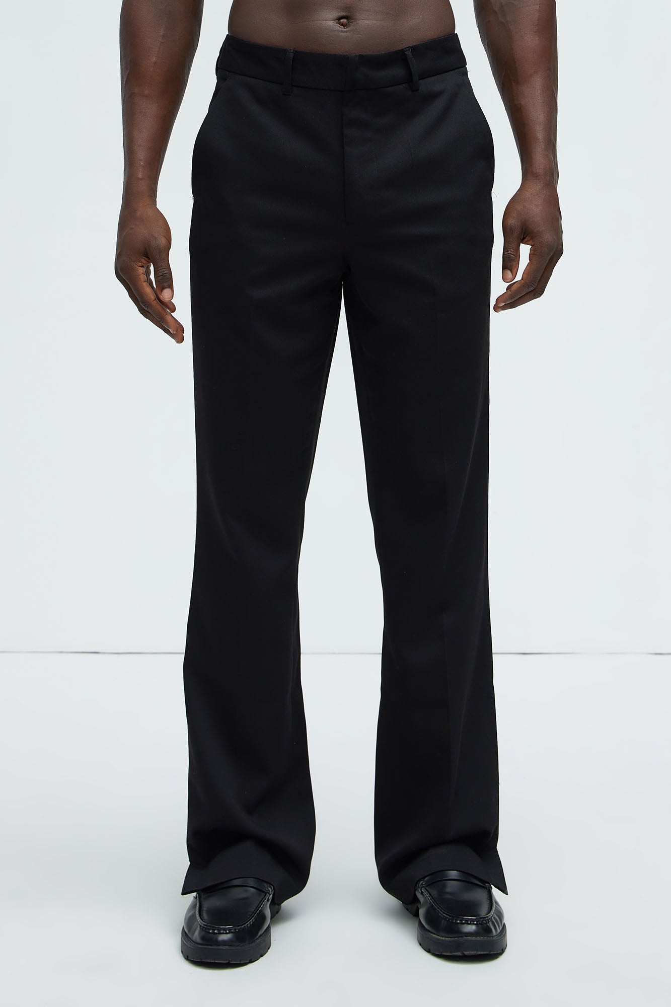 Don't Believe You Gabardine Slim Flare Slit Trouser - Black - Image 4
