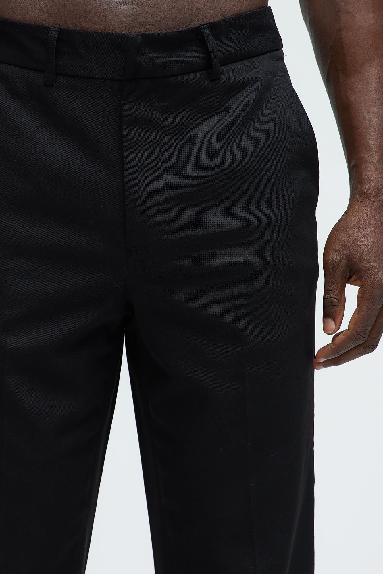 Don't Believe You Gabardine Slim Flare Slit Trouser - Black - Image 3