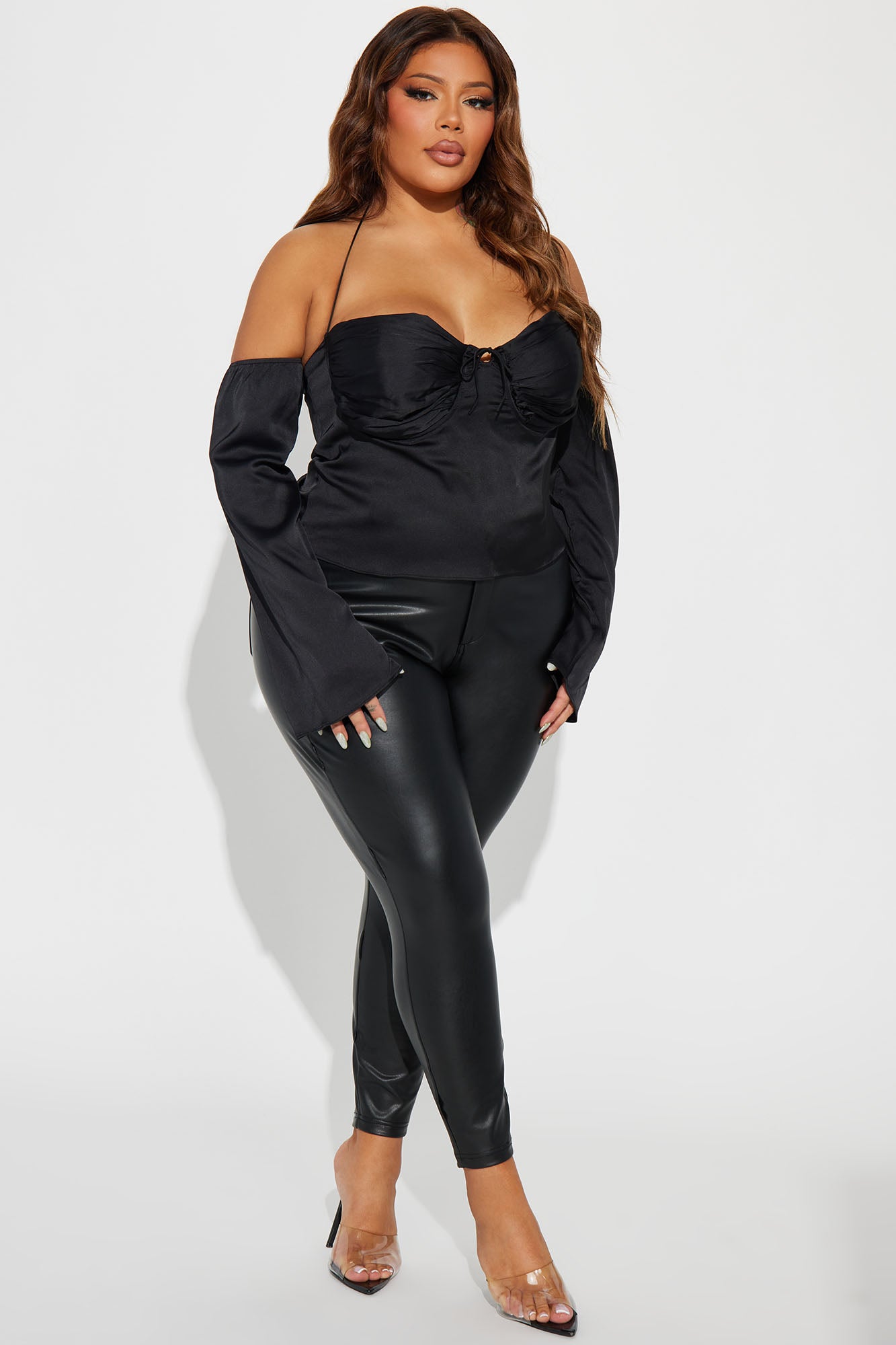 She's All That Satin Blouse Top - Black - Image 5
