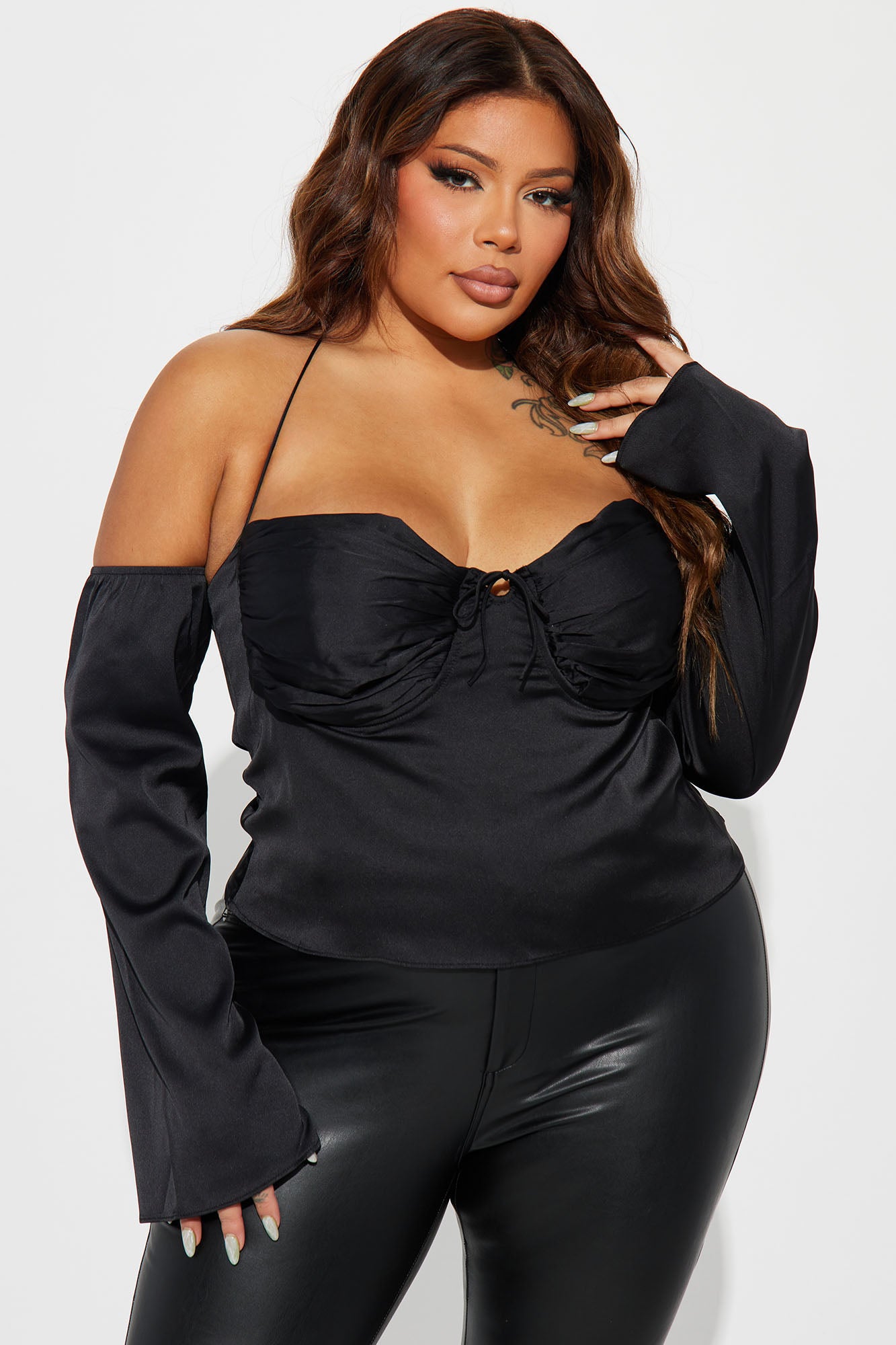 She's All That Satin Blouse Top - Black - Image 4