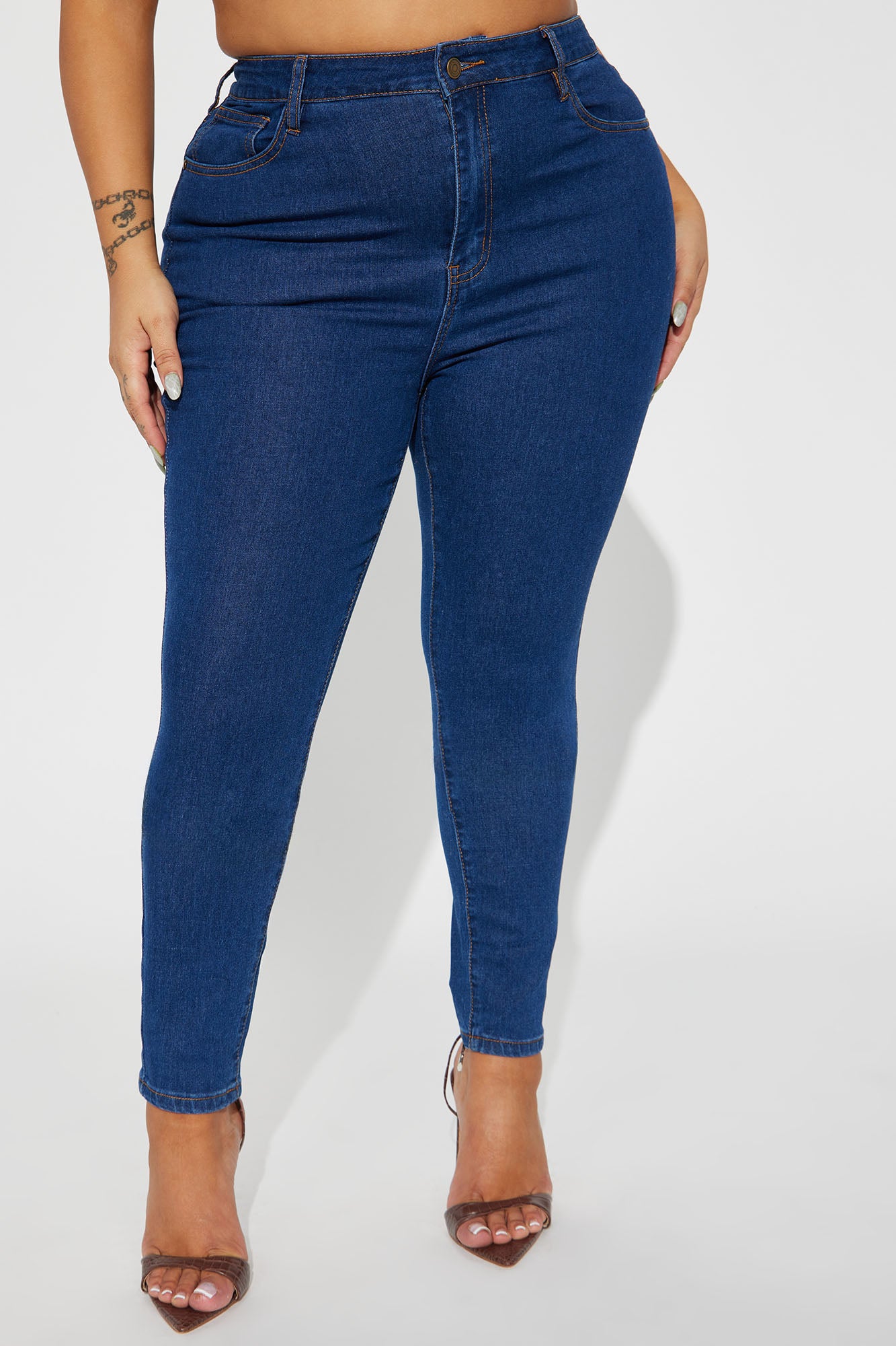 Bethany Basic Stretch Skinny Jeans - Dark Wash - Image 6