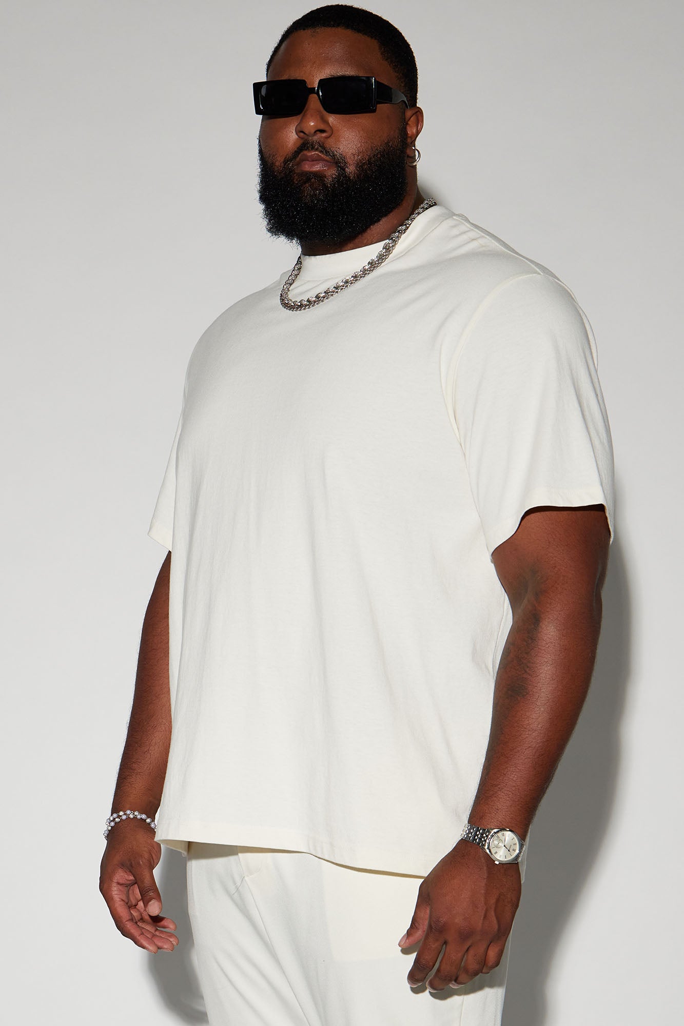 Oversized Heavyweight Short Sleeve Tee - Off White - Image 4