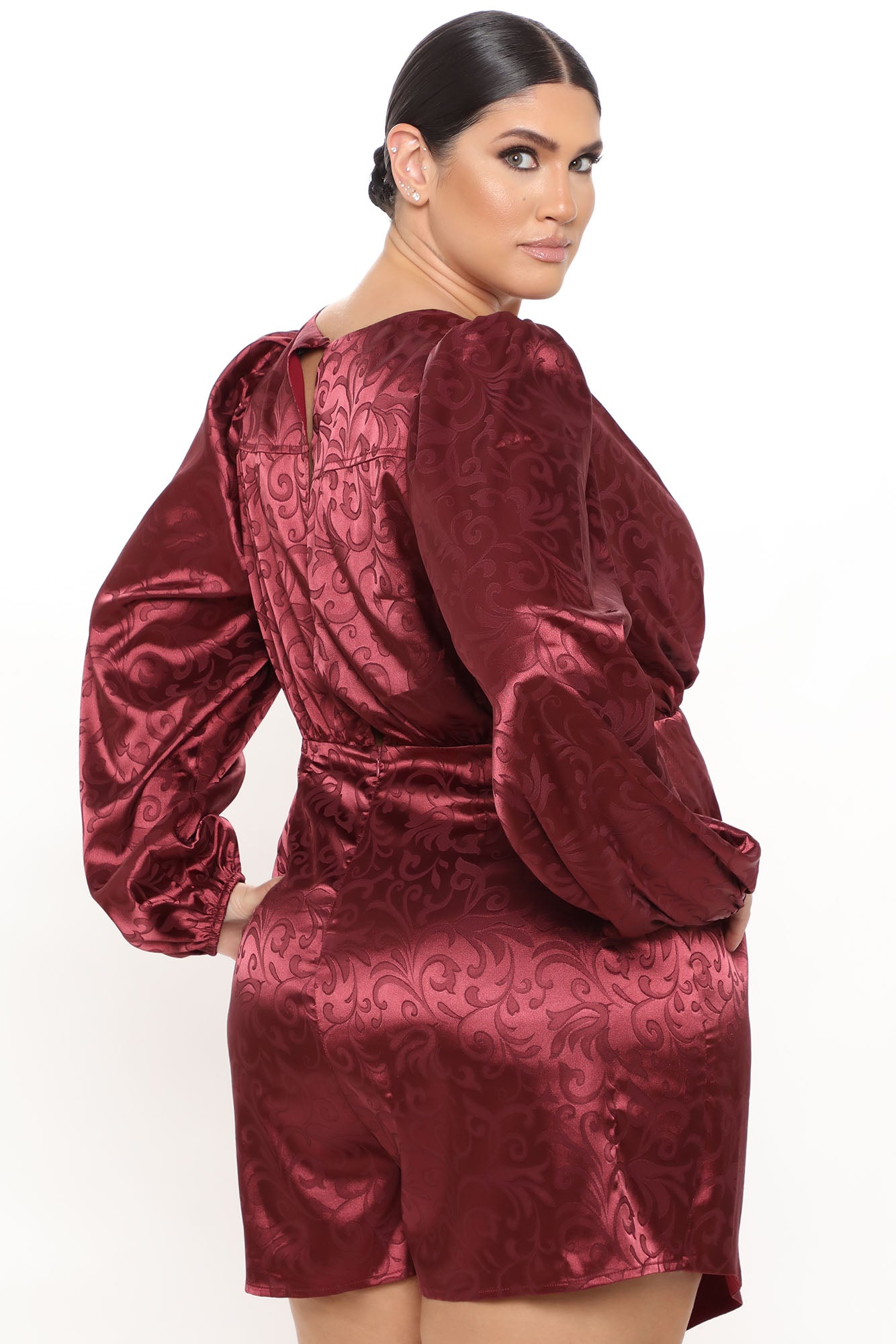 Scarlett Satin Romper - Burgundy - Image 8