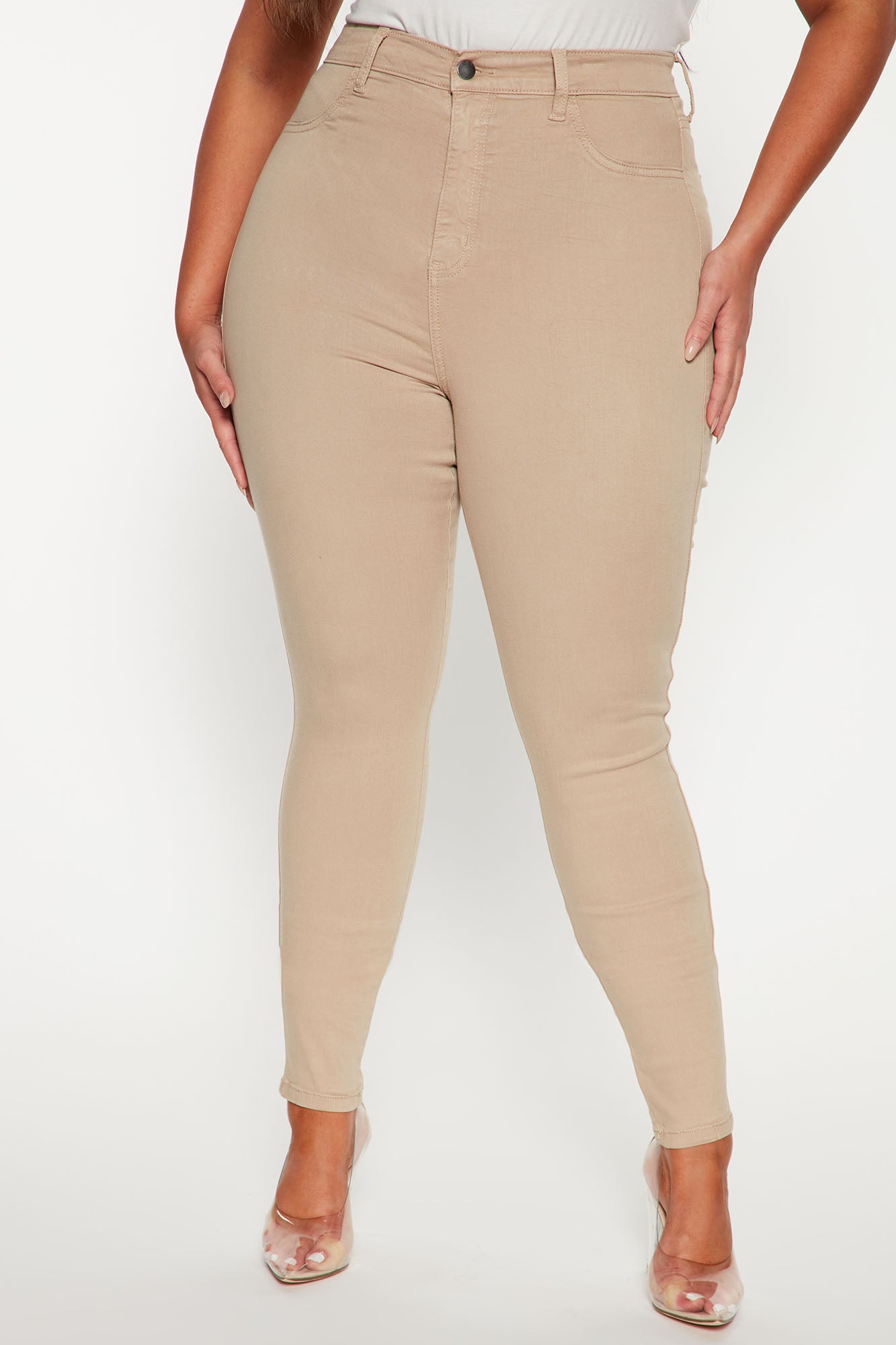 Tall Classic High Waist Skinny Jeans - Khaki - Image 5