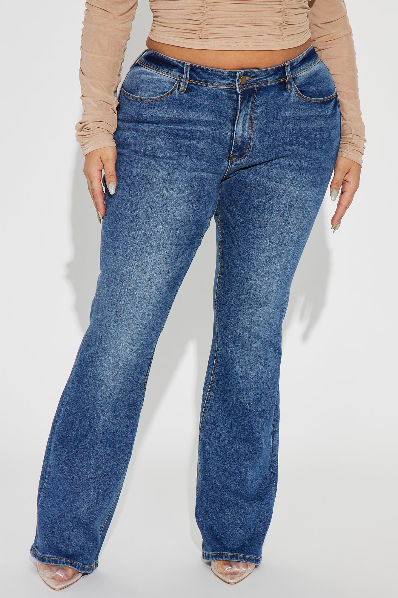 Lost Without You Soft Stretch Bootcut Jeans - Dark Wash - Image 7
