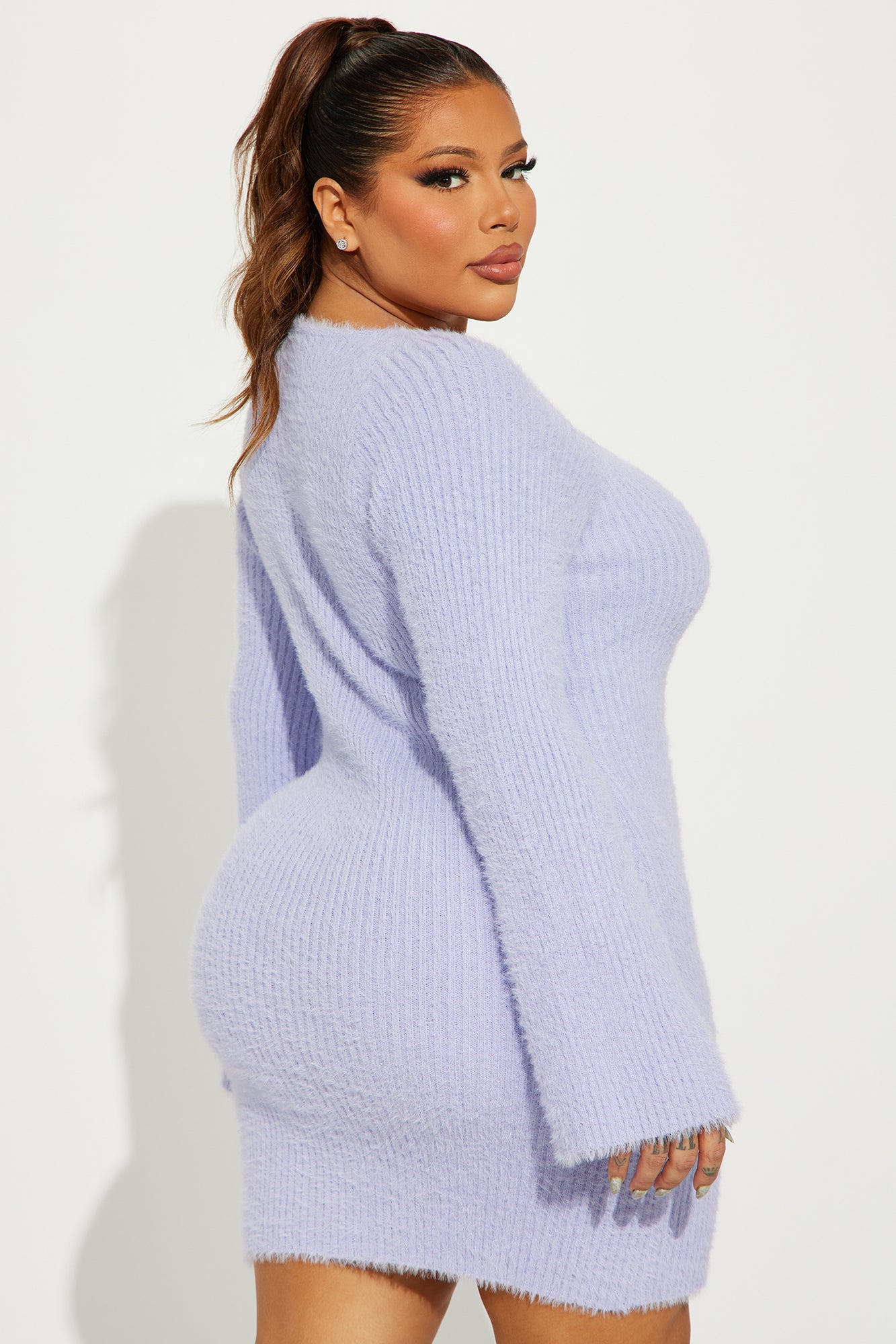 Amirah Cozy Sweater Mini Dress - Lavender - Image 6