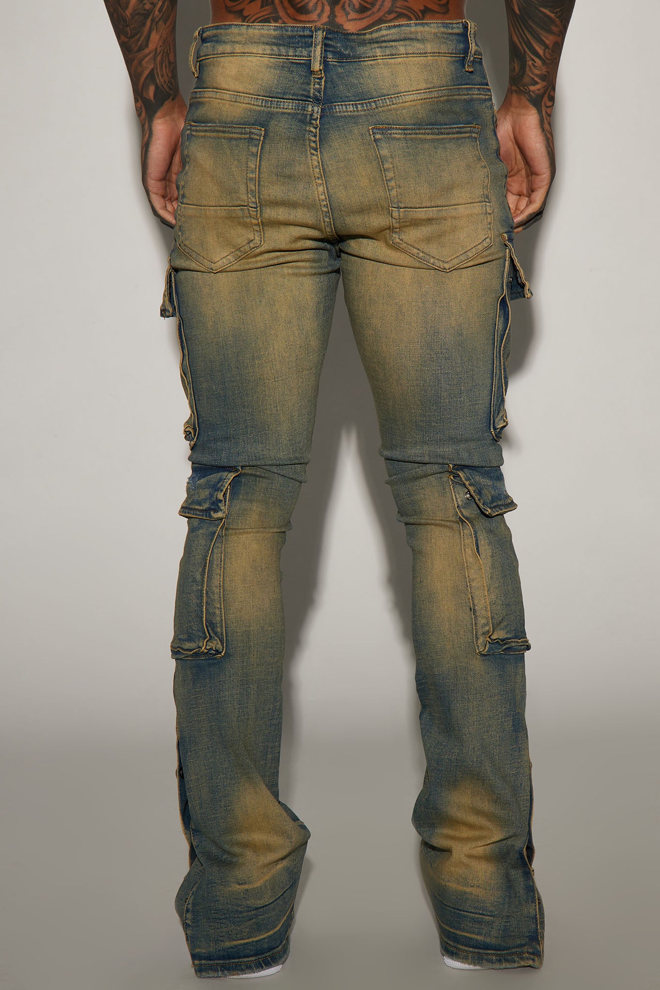 On The Set Stacked Skinny Snap Flare Jeans - Vintage Wash - Image 4