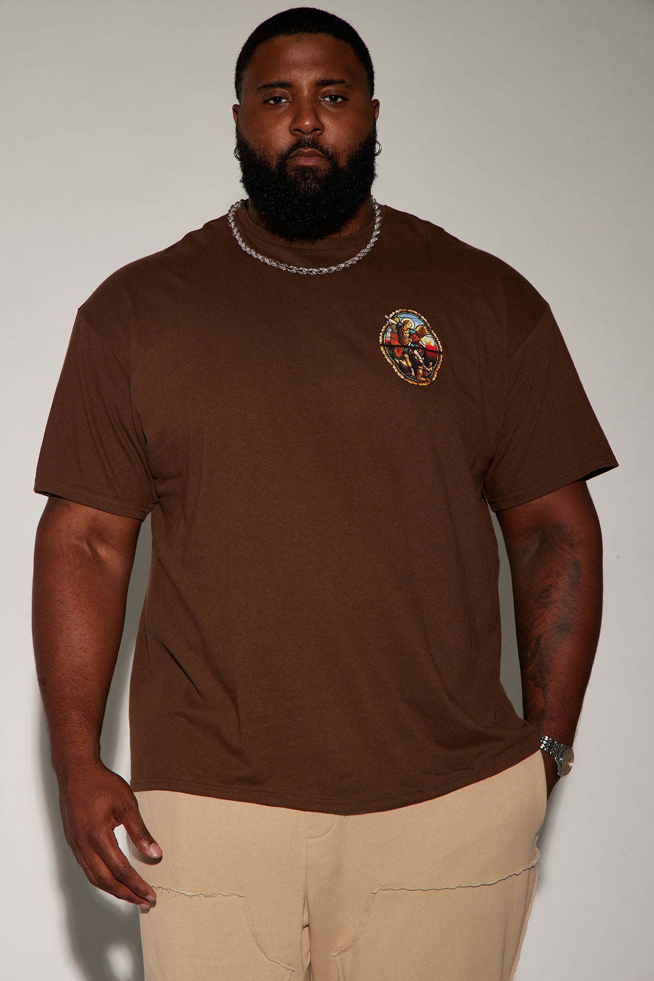 The Archangel Stained Glass Short Sleeve Tee - Chocolate - Image 7