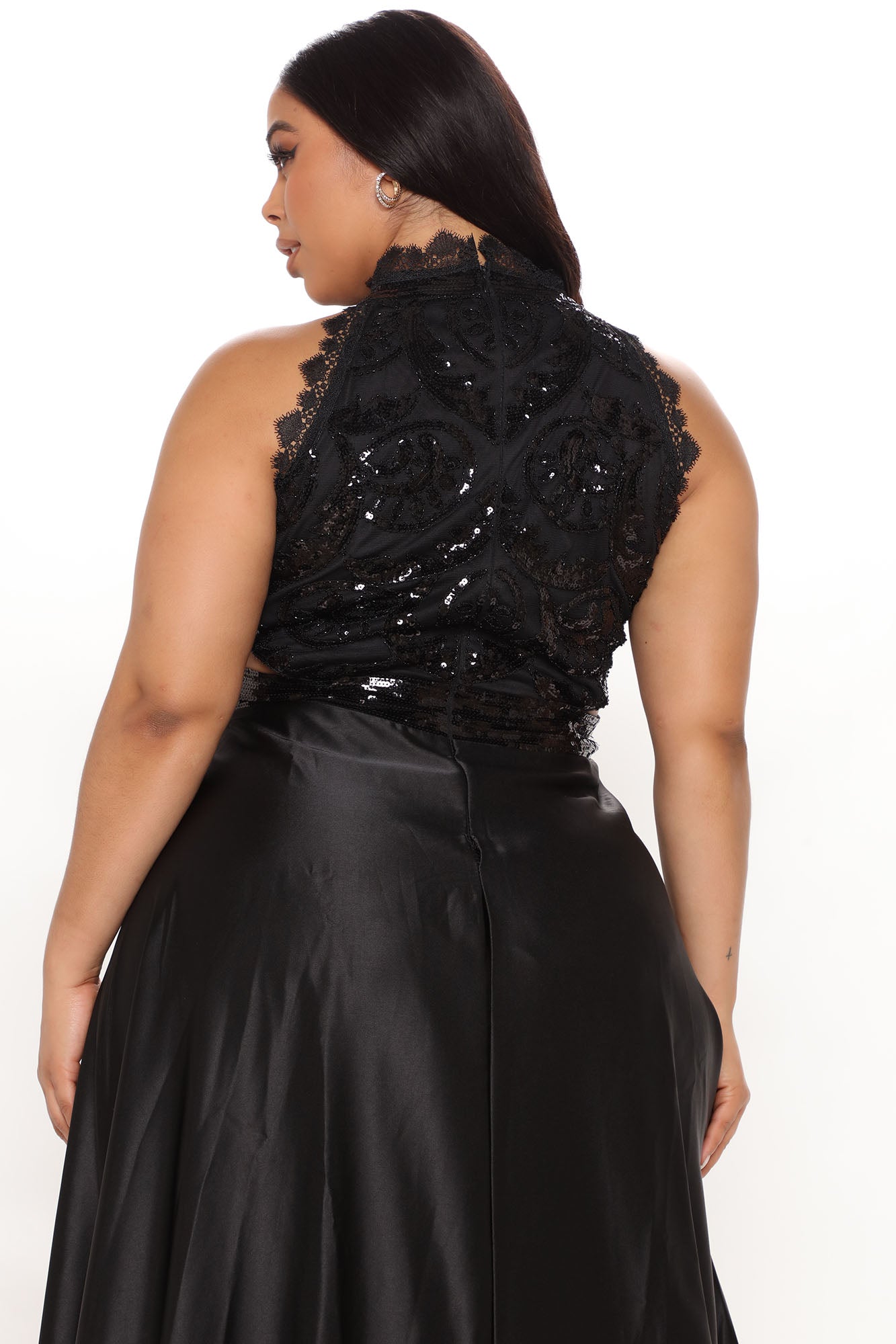 Simple Elegance Satin Maxi Gown - Black - Image 7
