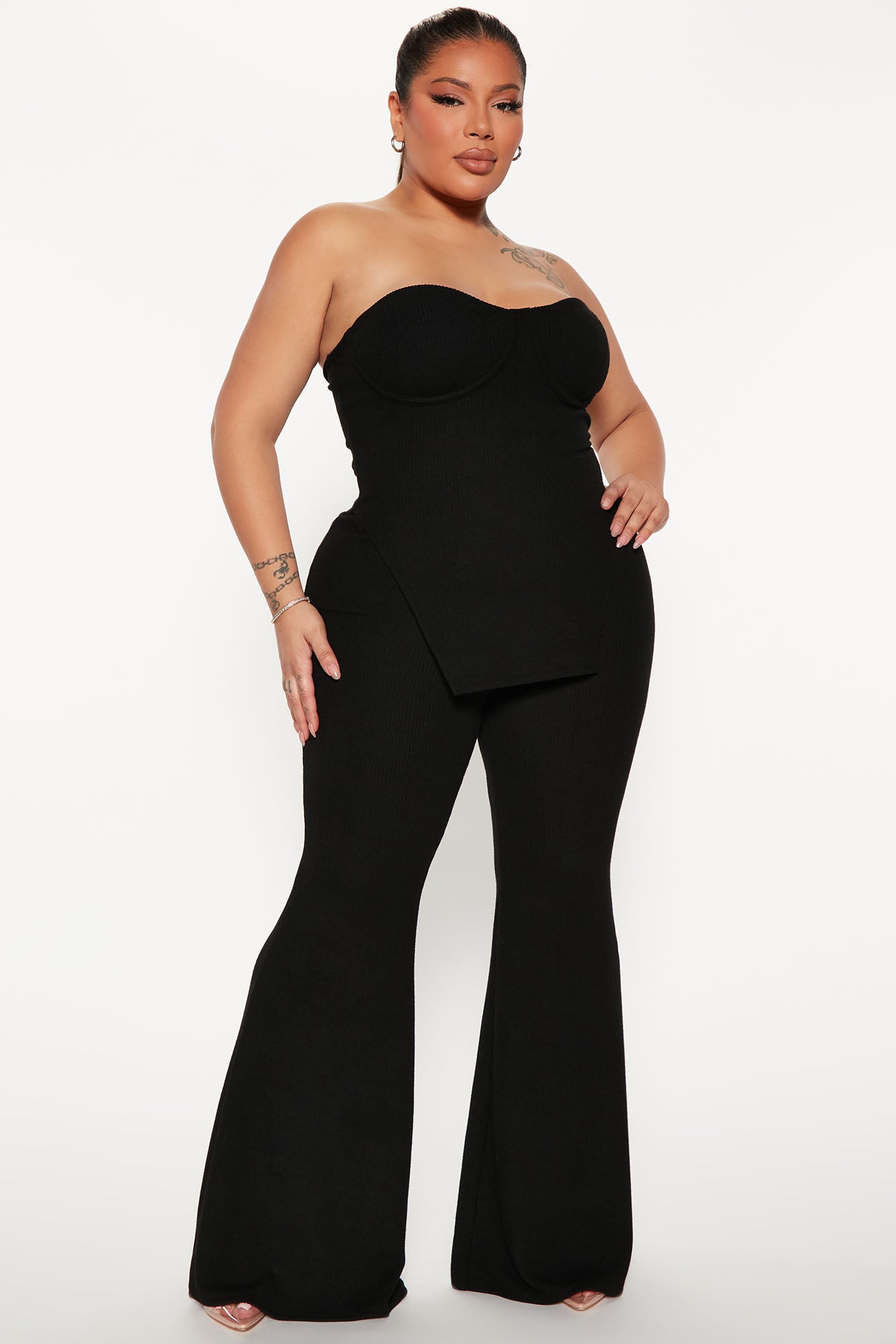 Call My Name Ribbed Pant Set - Black - Image 5