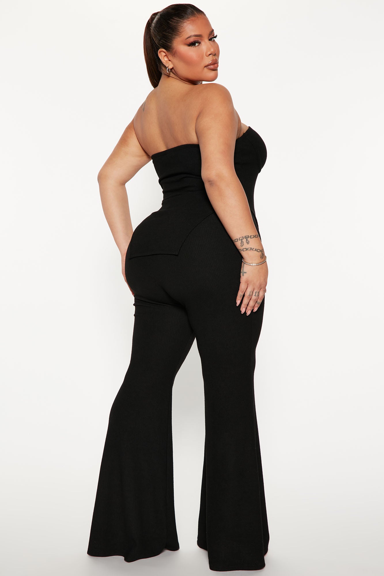 Call My Name Ribbed Pant Set - Black - Image 7