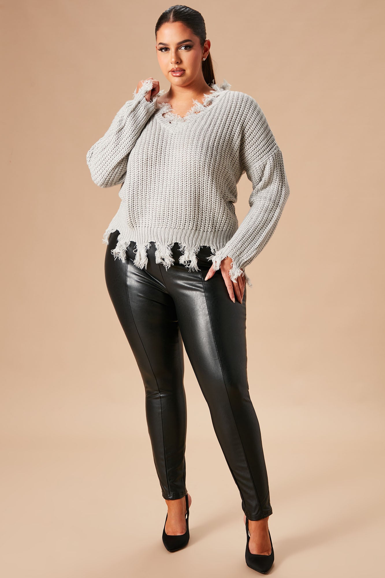 Backin' It Up Faux Leather Leggings - Black - Image 5