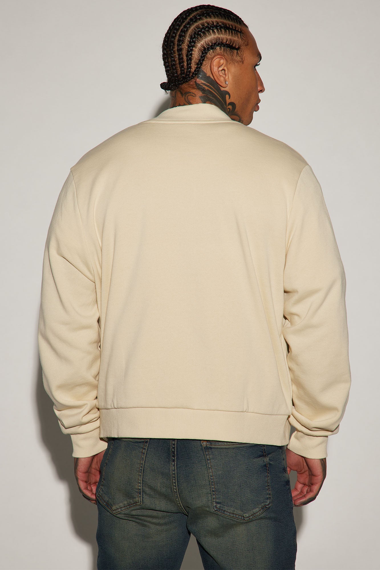 Tyson Fleece Bomber Jacket - Off White - Image 3