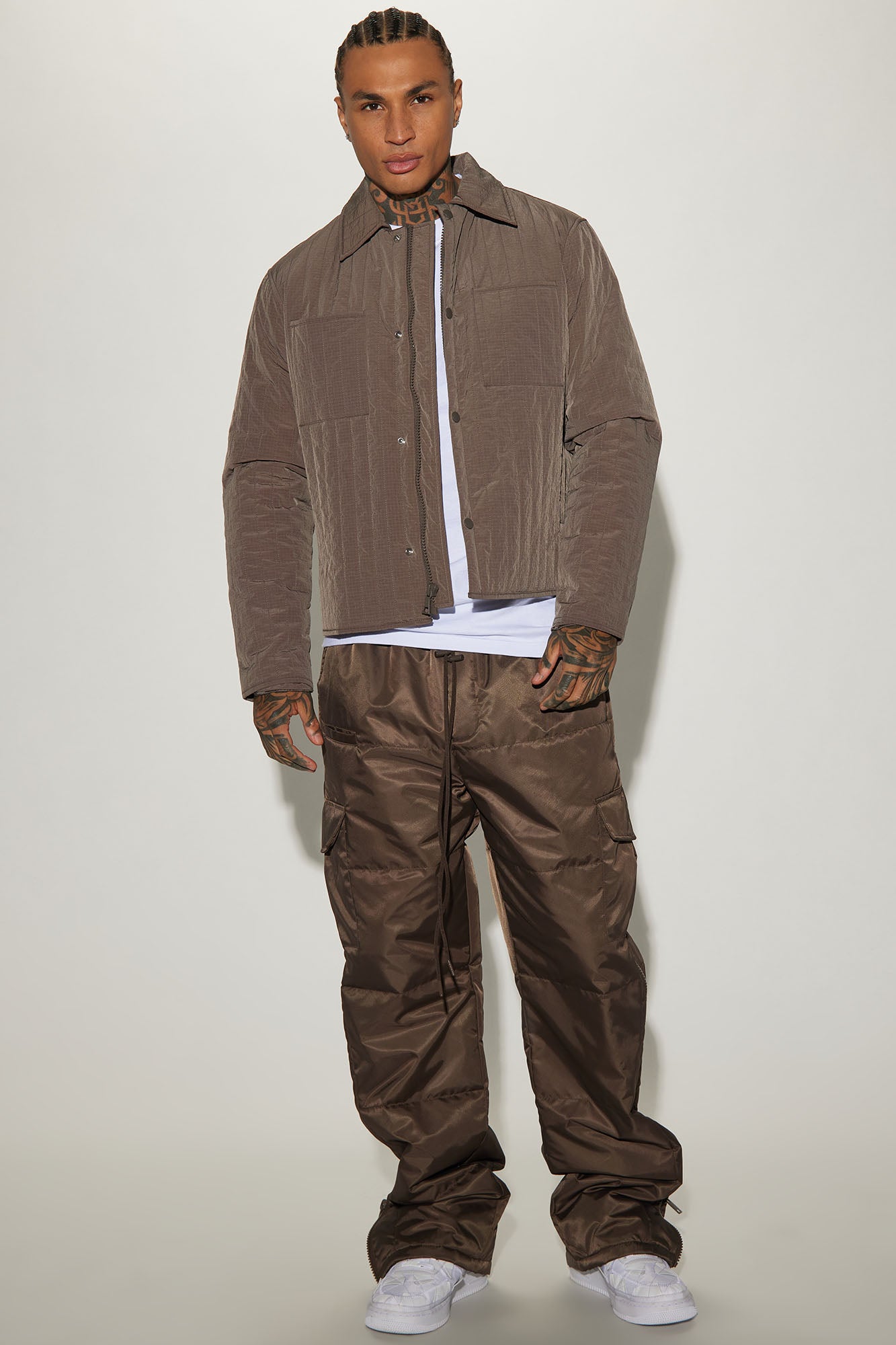 Ride With Me Baggy Padded Nylon Pants - Brown - Image 3