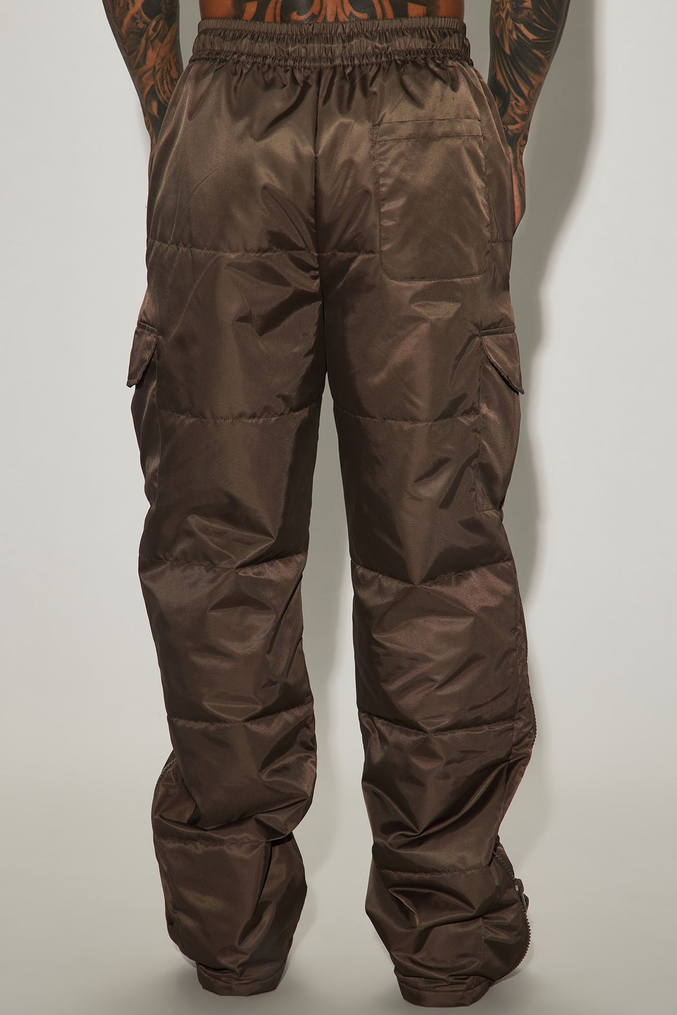 Ride With Me Baggy Padded Nylon Pants - Brown - Image 4
