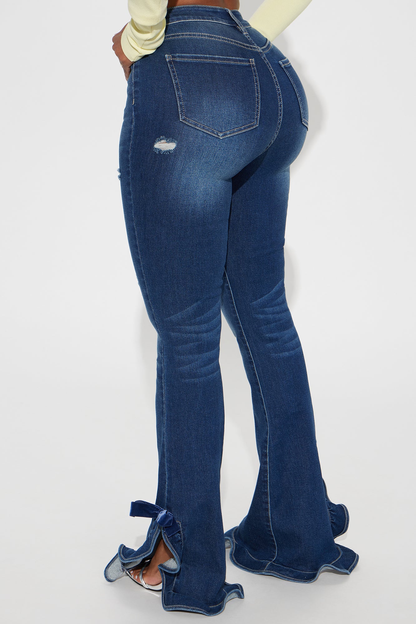 Feeling Sweet Stretch Bow Bootcut Jeans - Dark Wash - Image 3