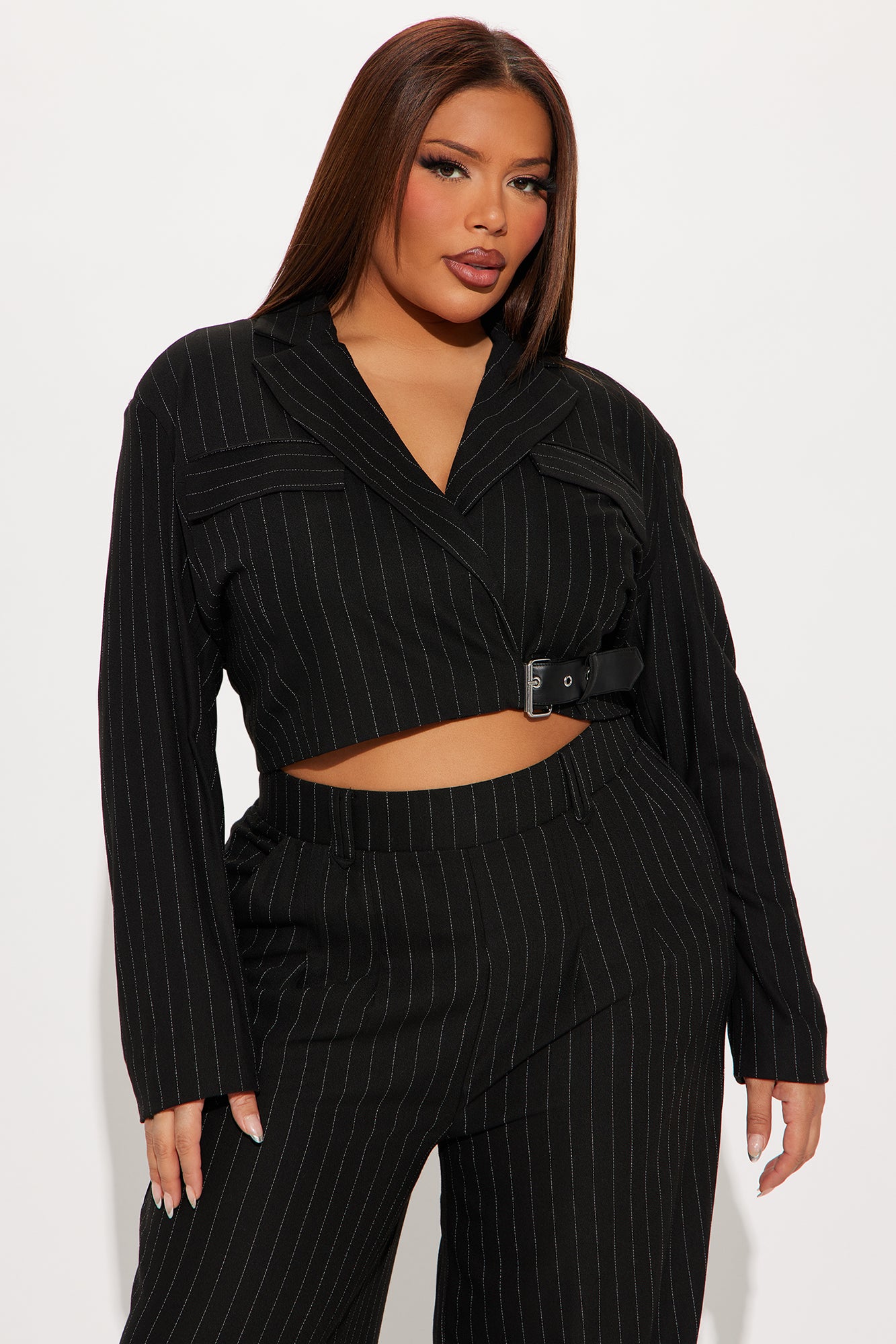 Breakeven Pinstripe Blazer - Black - Image 4
