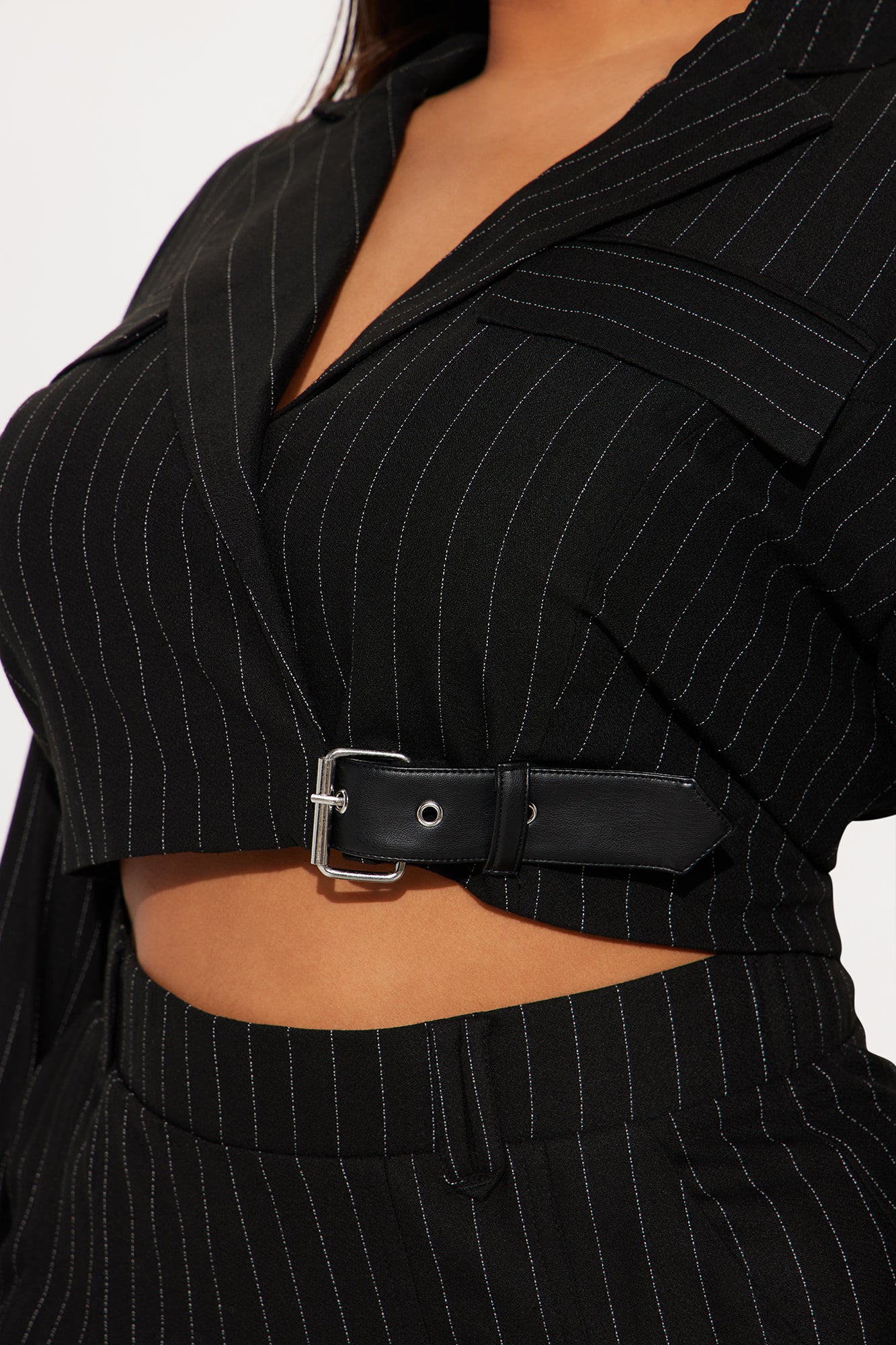 Breakeven Pinstripe Blazer - Black - Image 6