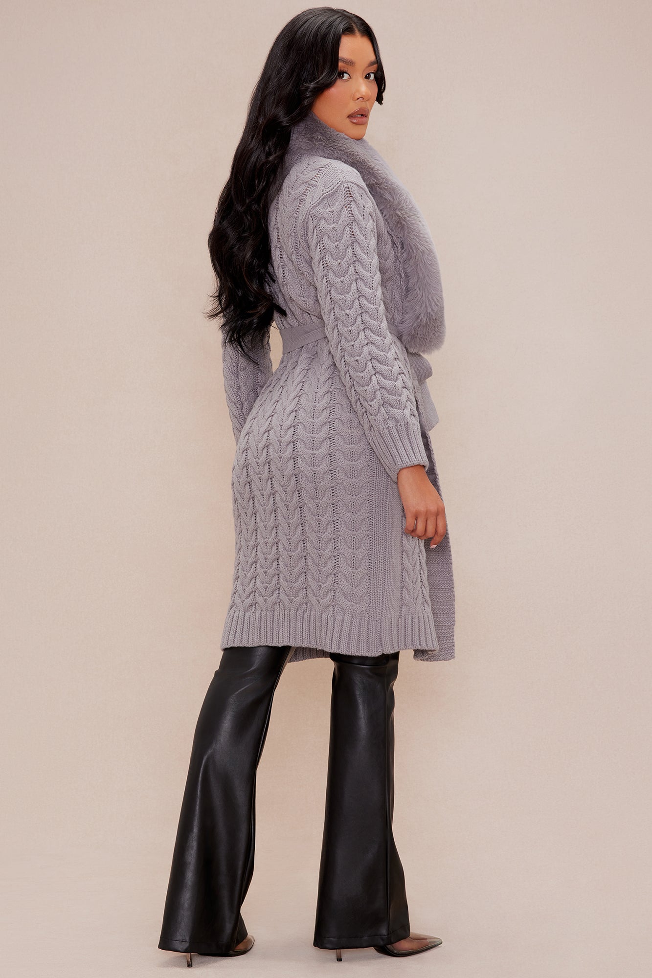 Sweet Escape Sweater Cardigan - Charcoal - Image 4