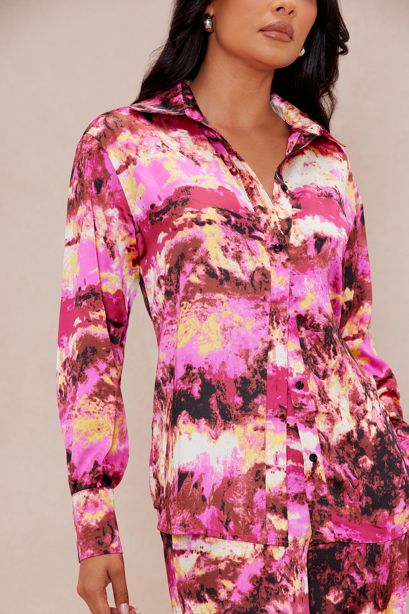 Larenna Satin Pant Set - Fuchsia - Image 3