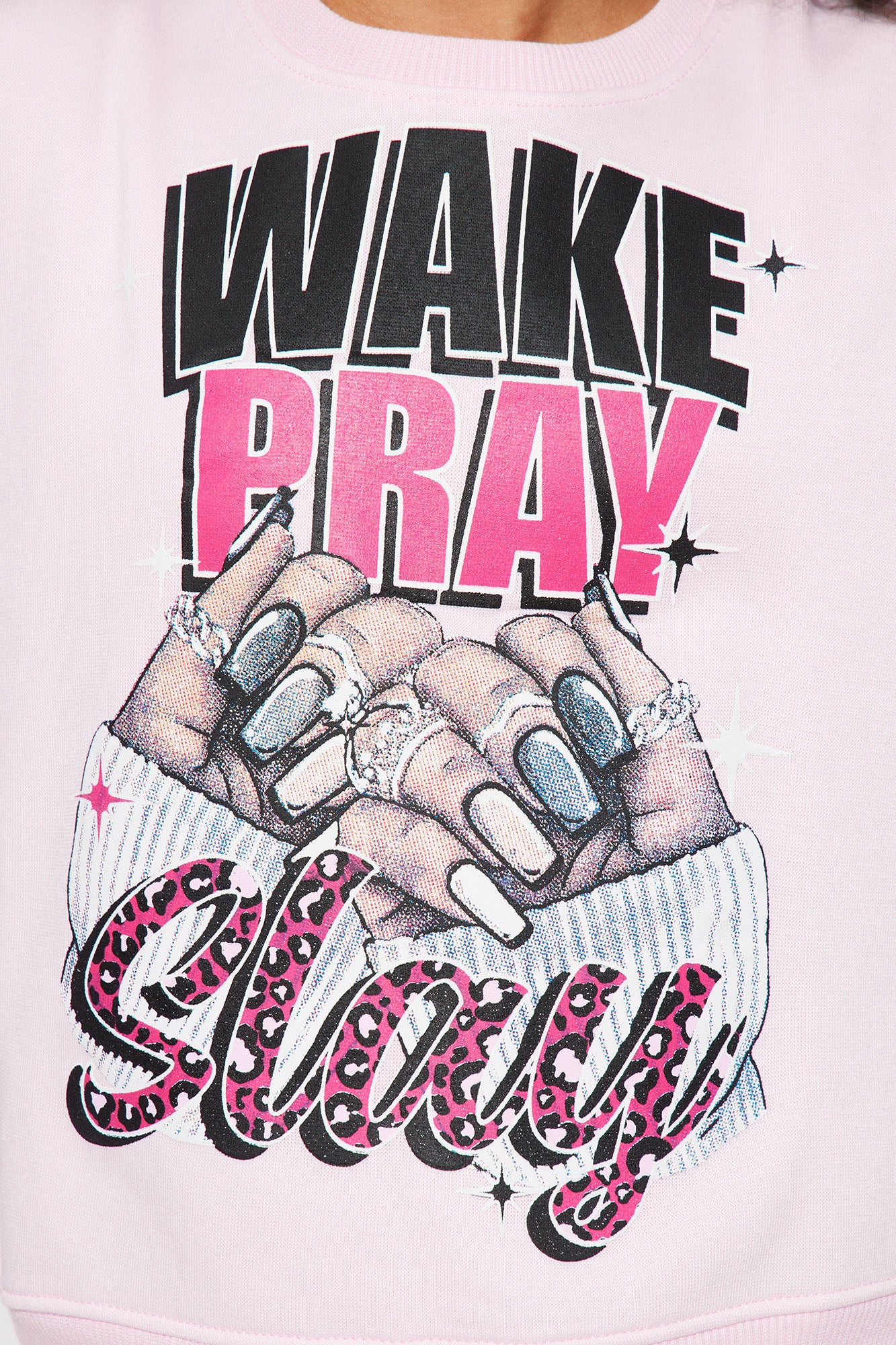 Mini Wake, Pray, Slay Crew Neck Sweatshirt - Pink - Image 4