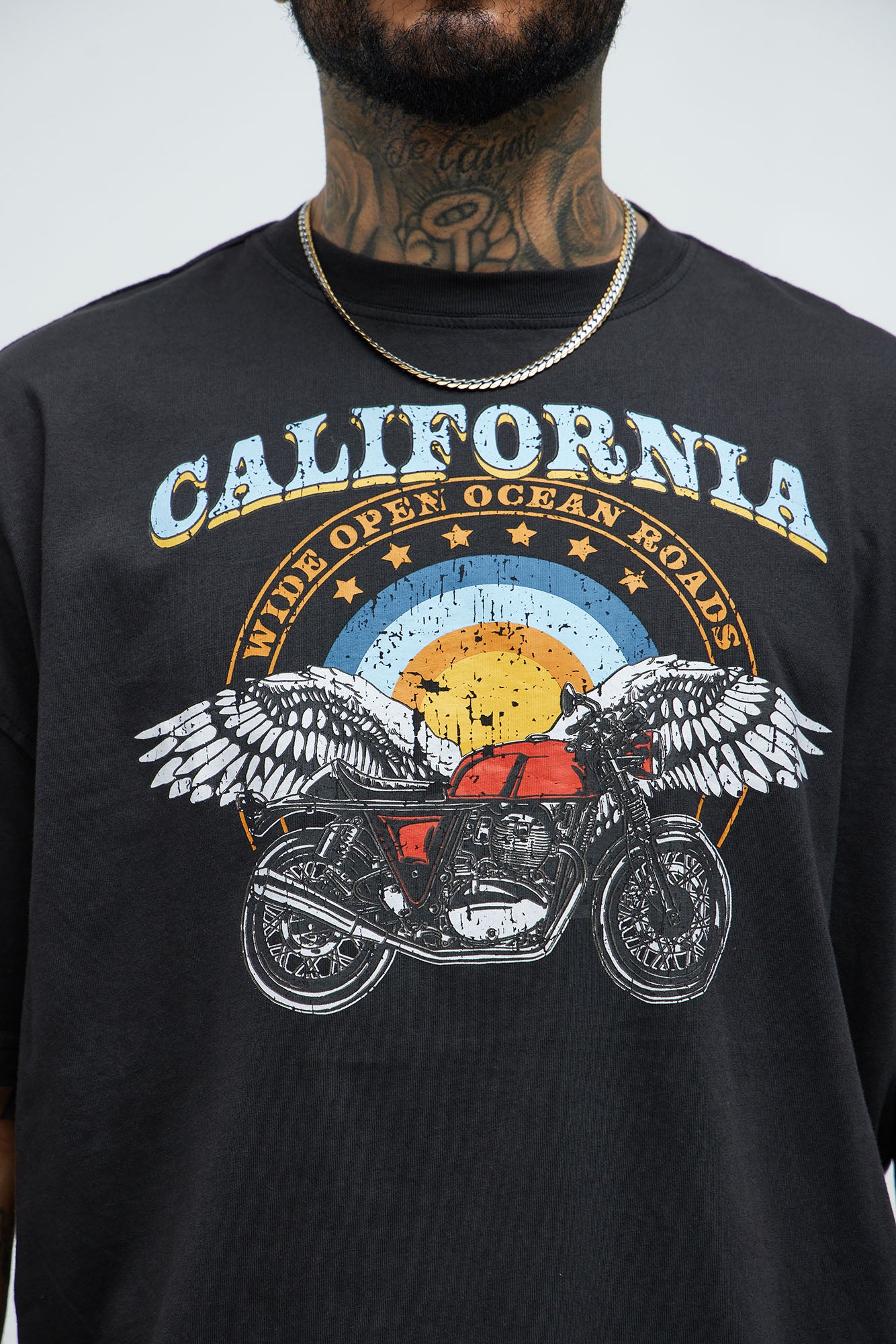 California Open Roads Oversized Short Sleeve Tee - Black - Image 3