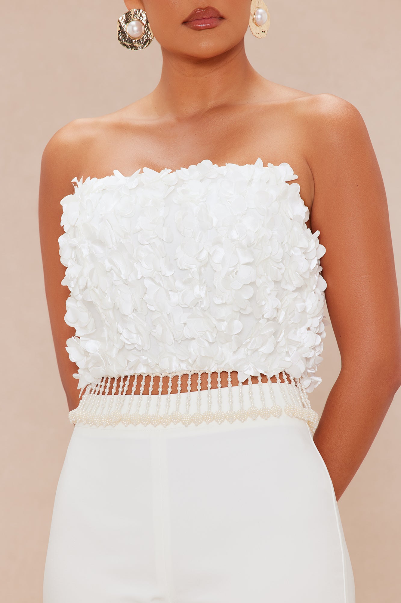 Emily Floral Flare Pant Set - Off White - Image 3